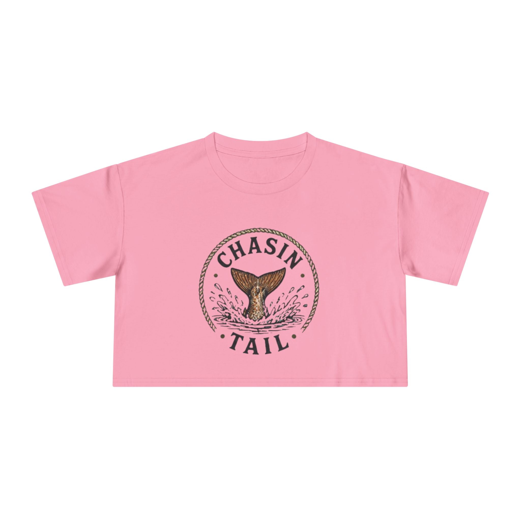 Crop Tee | "Chasin Tail" Fish Tail Graphic Top for Fishing Lovers