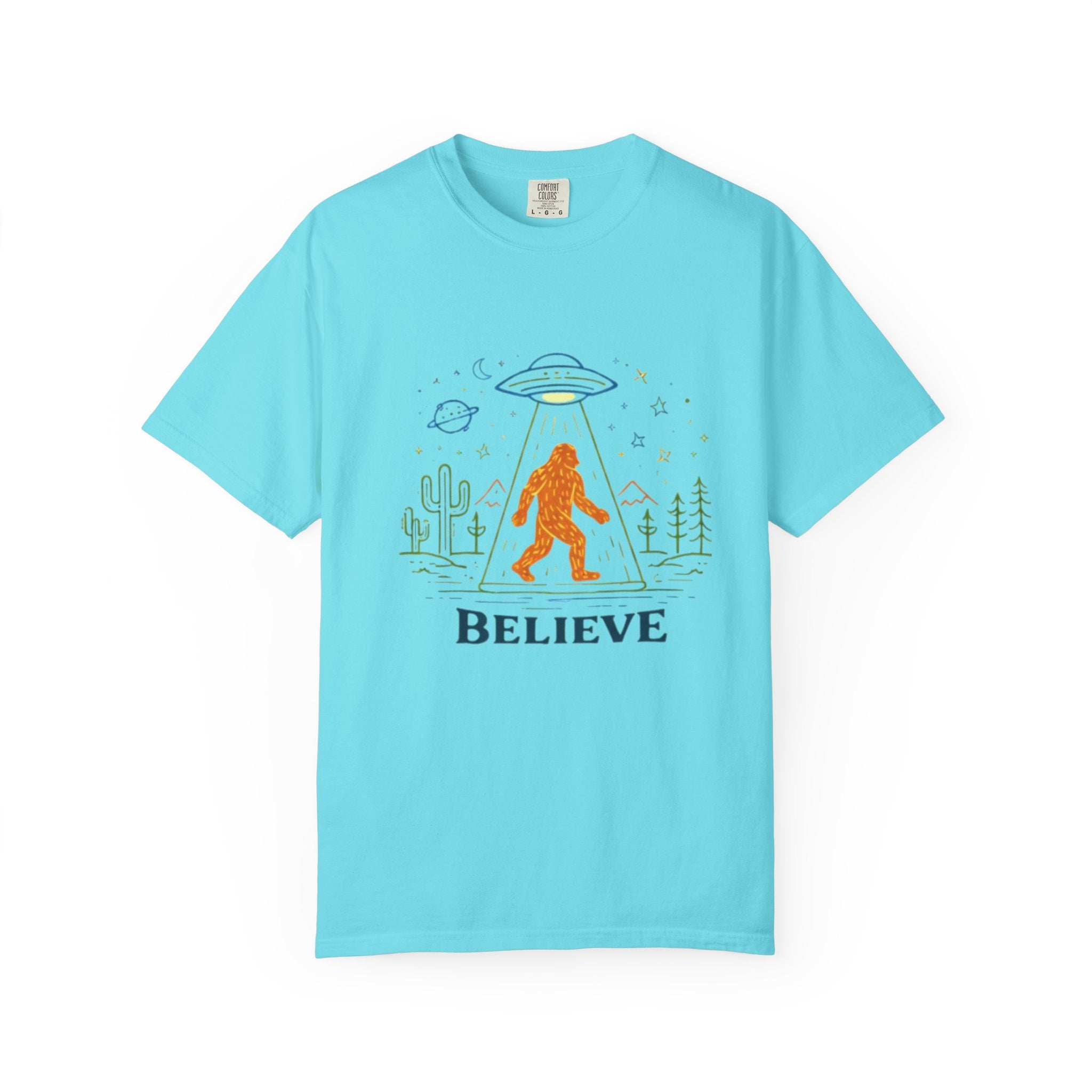 Believe Bigfoot T-Shirt | Retro Sasquatch UFO Graphic Tee