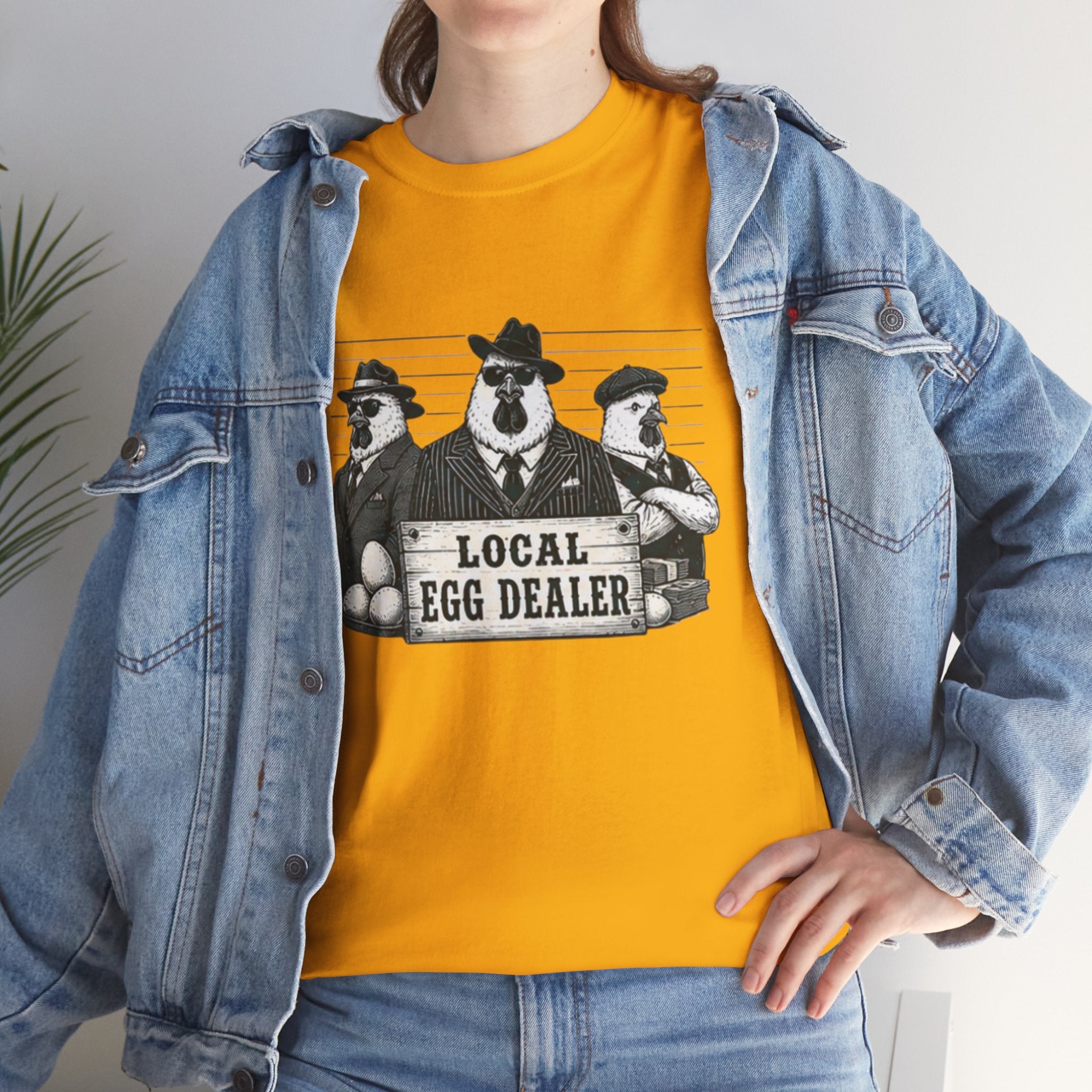 Local Egg Dealer T-Shirt | Funny Farm Mugshot Chicken & Egg Farmer Tee