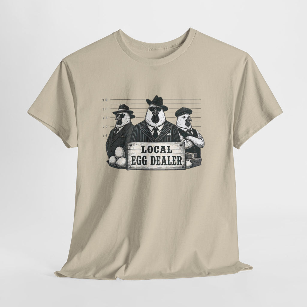 Local Egg Dealer T-Shirt | Funny Farm Mugshot Chicken & Egg Farmer Tee