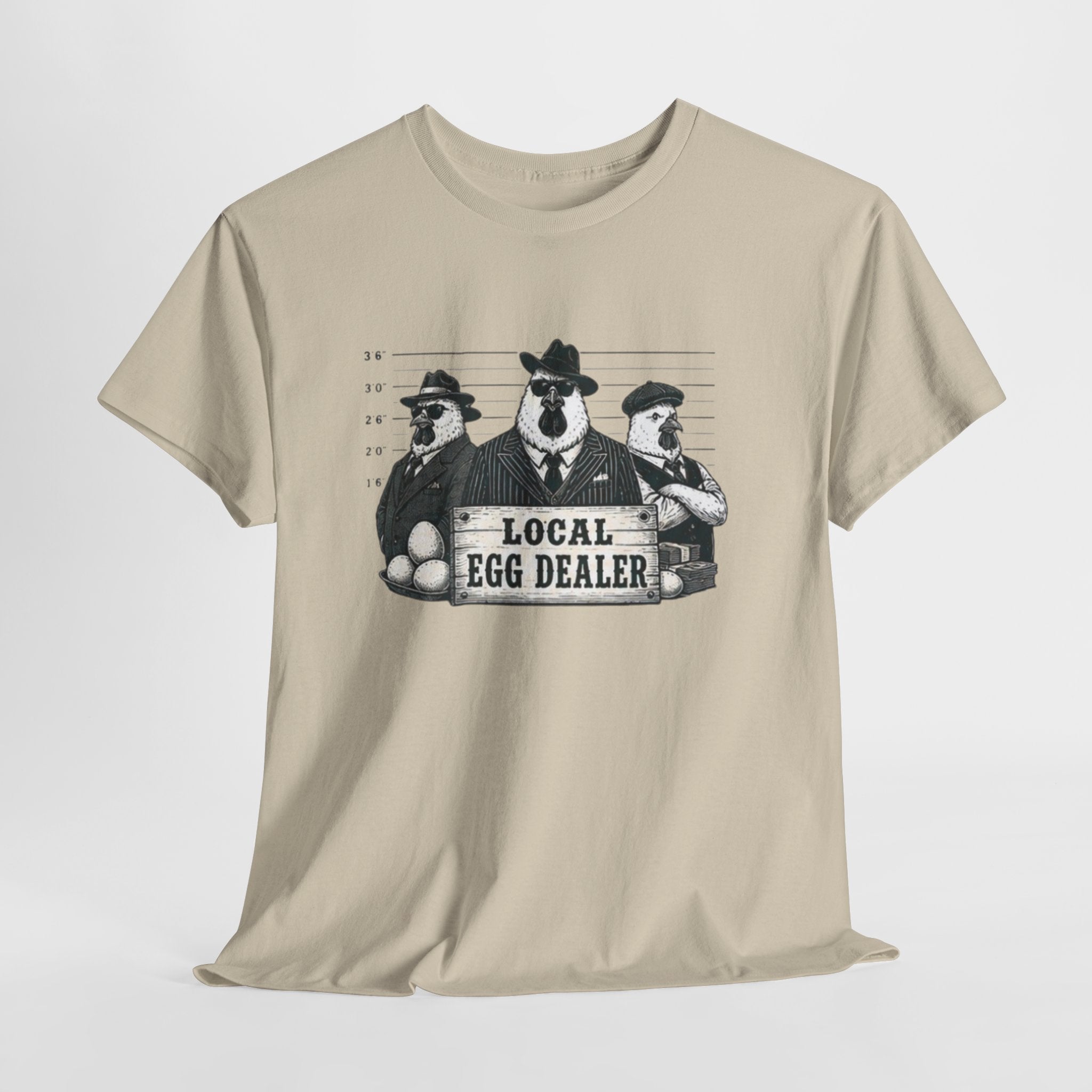 Local Egg Dealer T-Shirt | Funny Farm Mugshot Chicken & Egg Farmer Tee
