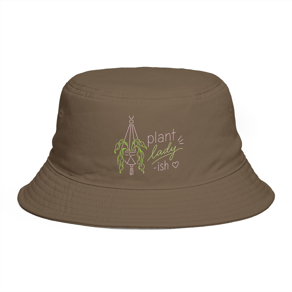 Plant Lady-ish Rust Bucket Hat | Embroidered Macrame Hanger Garden Hat