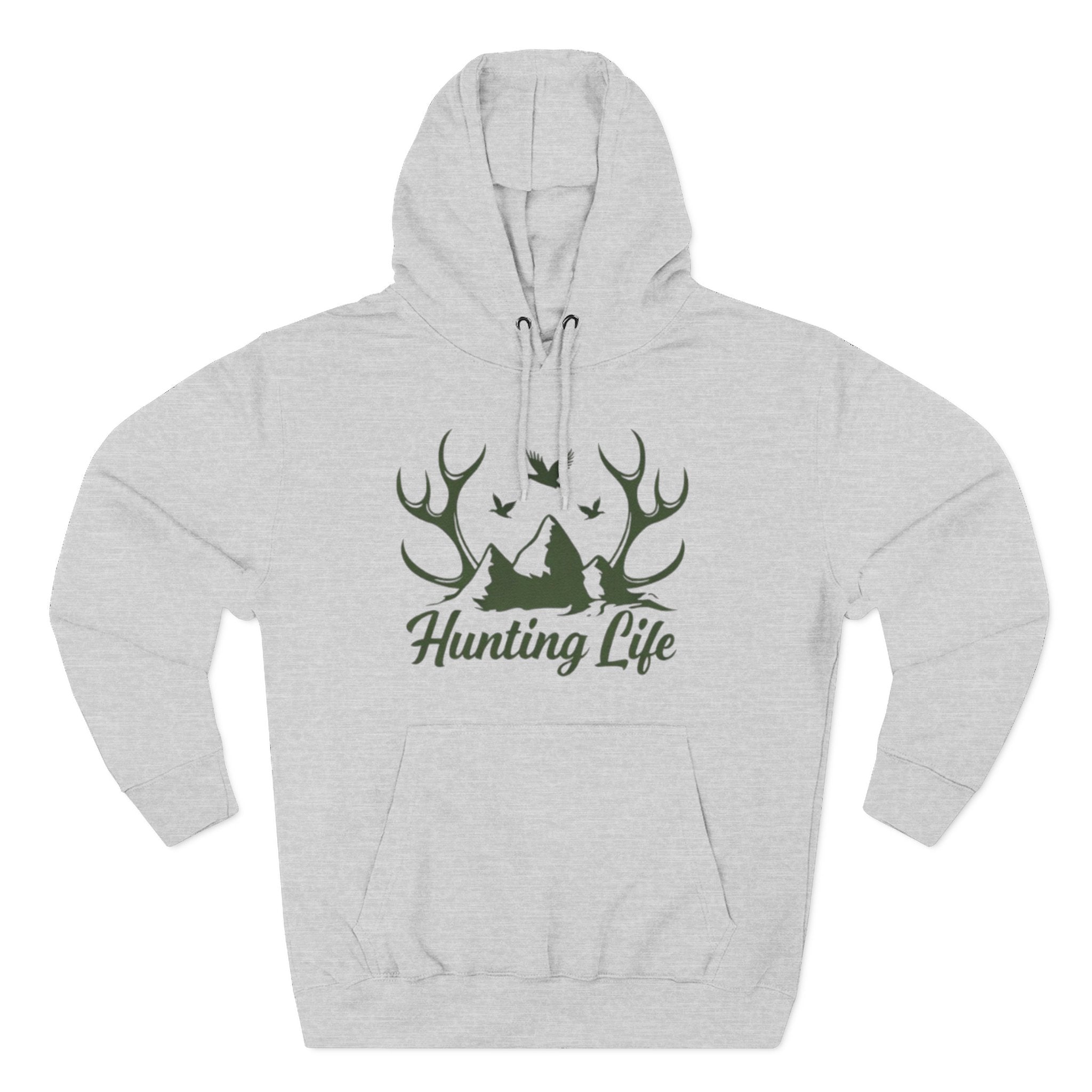 Hunting Life Hoodie | Antler Mountain & Birds Outdoor Hunting Hooded Sweatshirt