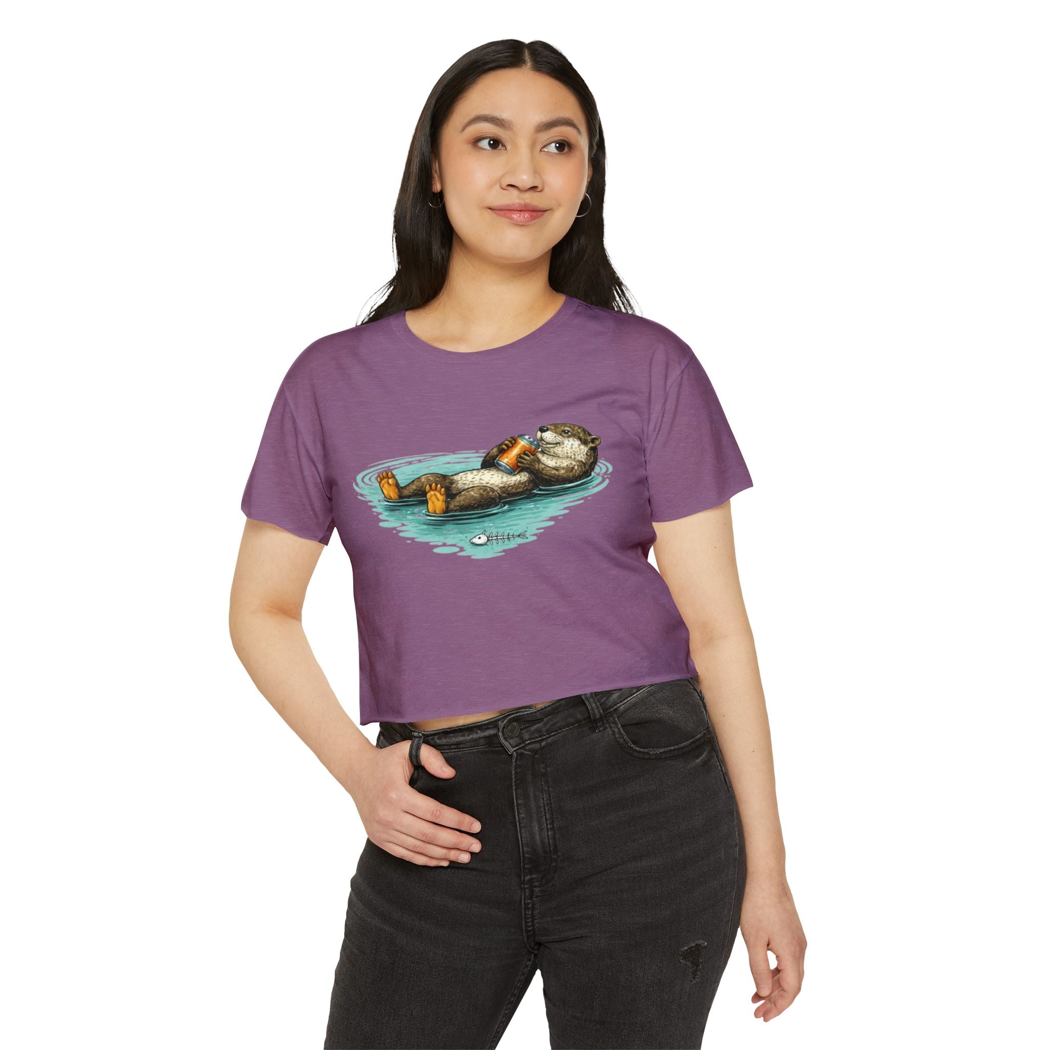 Otter with Beer Cute Festival Crop Top | Floating Otter Design