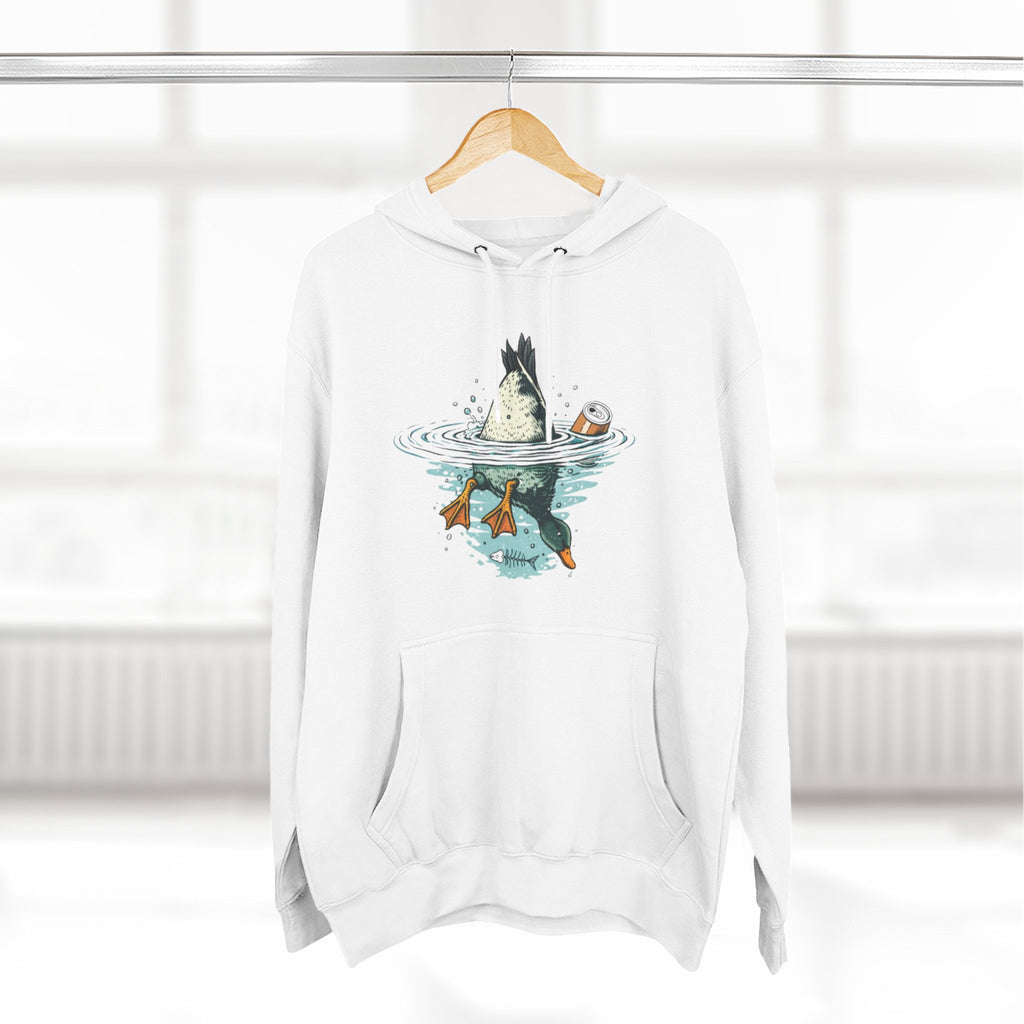 Bottoms Up Duck Fleece Hoodie | Beer Can Graphic Three Panel Pullover
