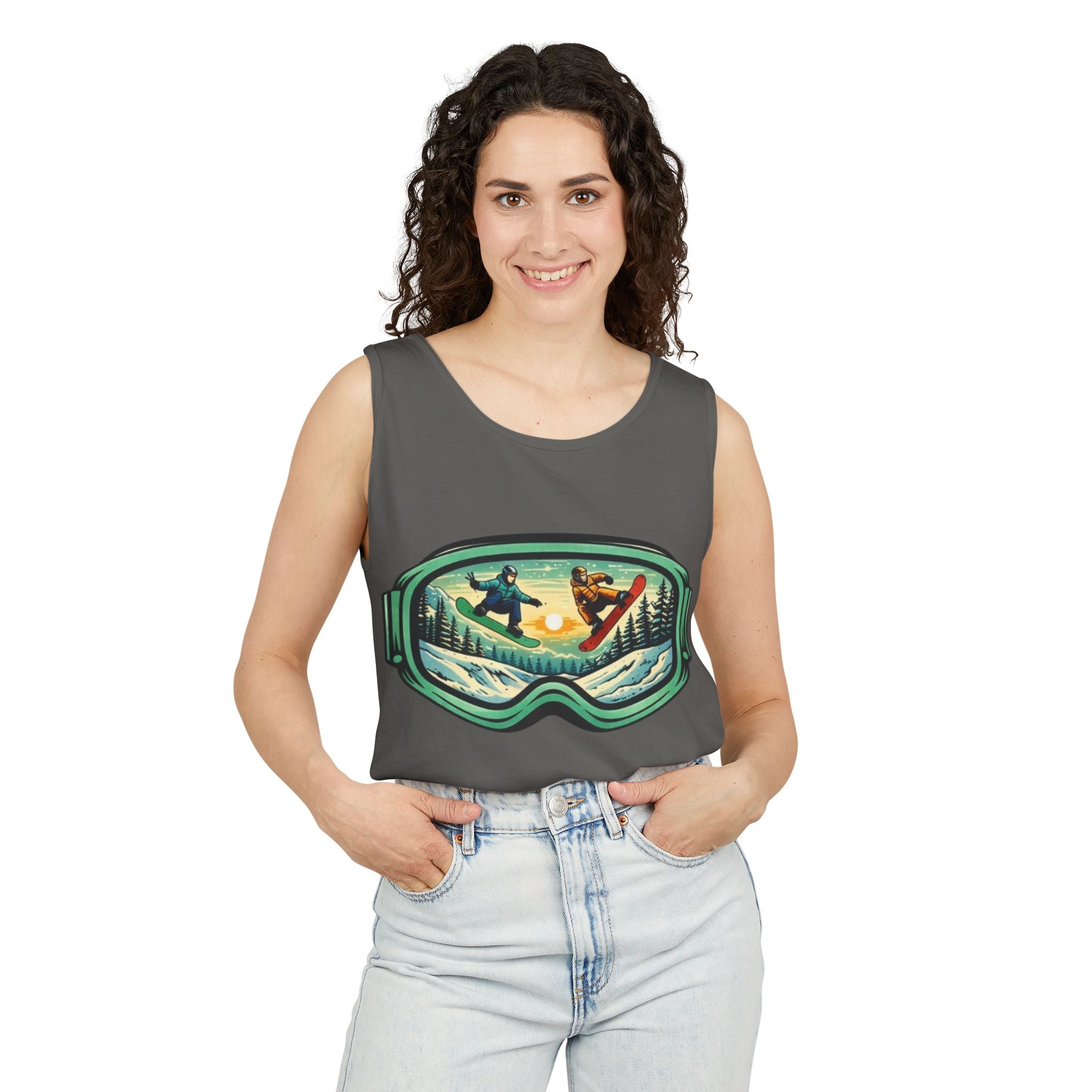 Snowboarding Mountain Goggles Tank Top
