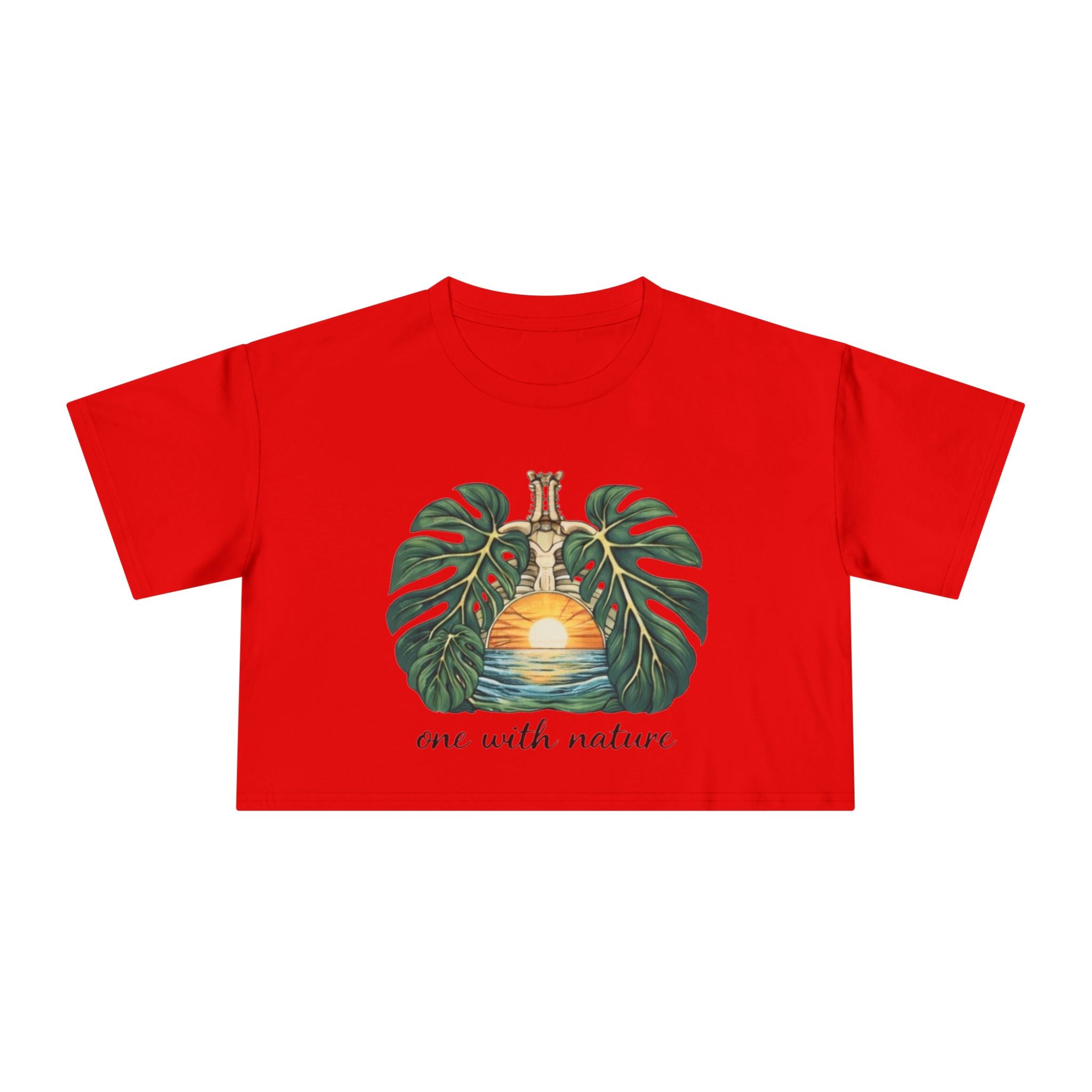 One With Nature Crop Tee | Botanical Sunset Womens Cropped T-Shirt