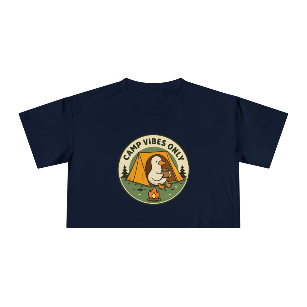 Camp Vibes Only Crop Tee | Cute Camping Goose Graphic