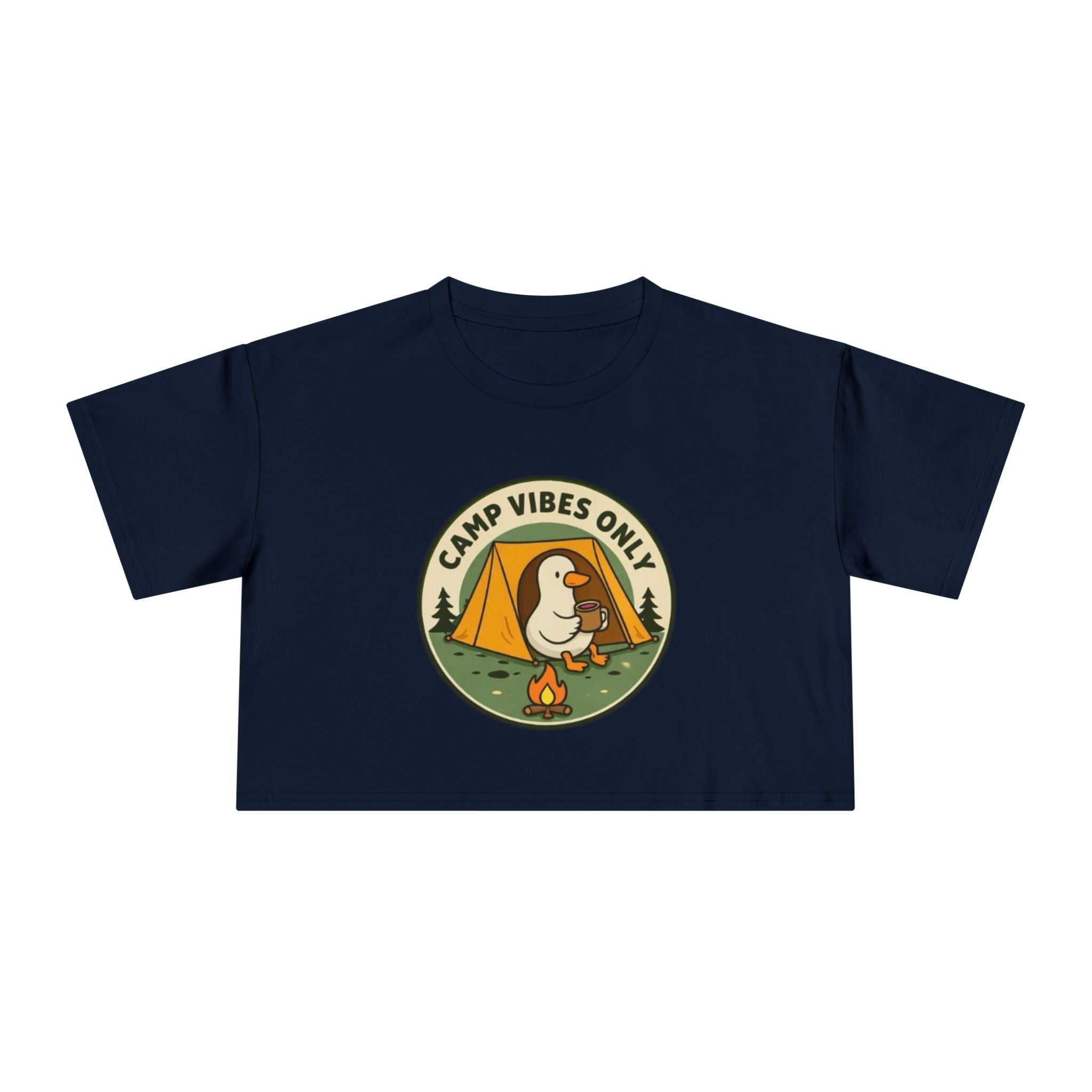 Camp Vibes Only Crop Tee | Cute Camping Goose Graphic