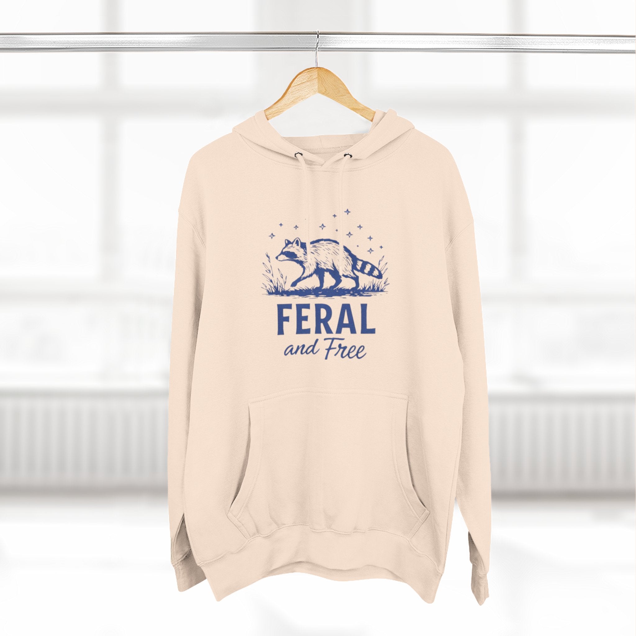 Hoodie | Feral and Free Raccoon Graphic Hoodie | Nature Lover Casual Pullover