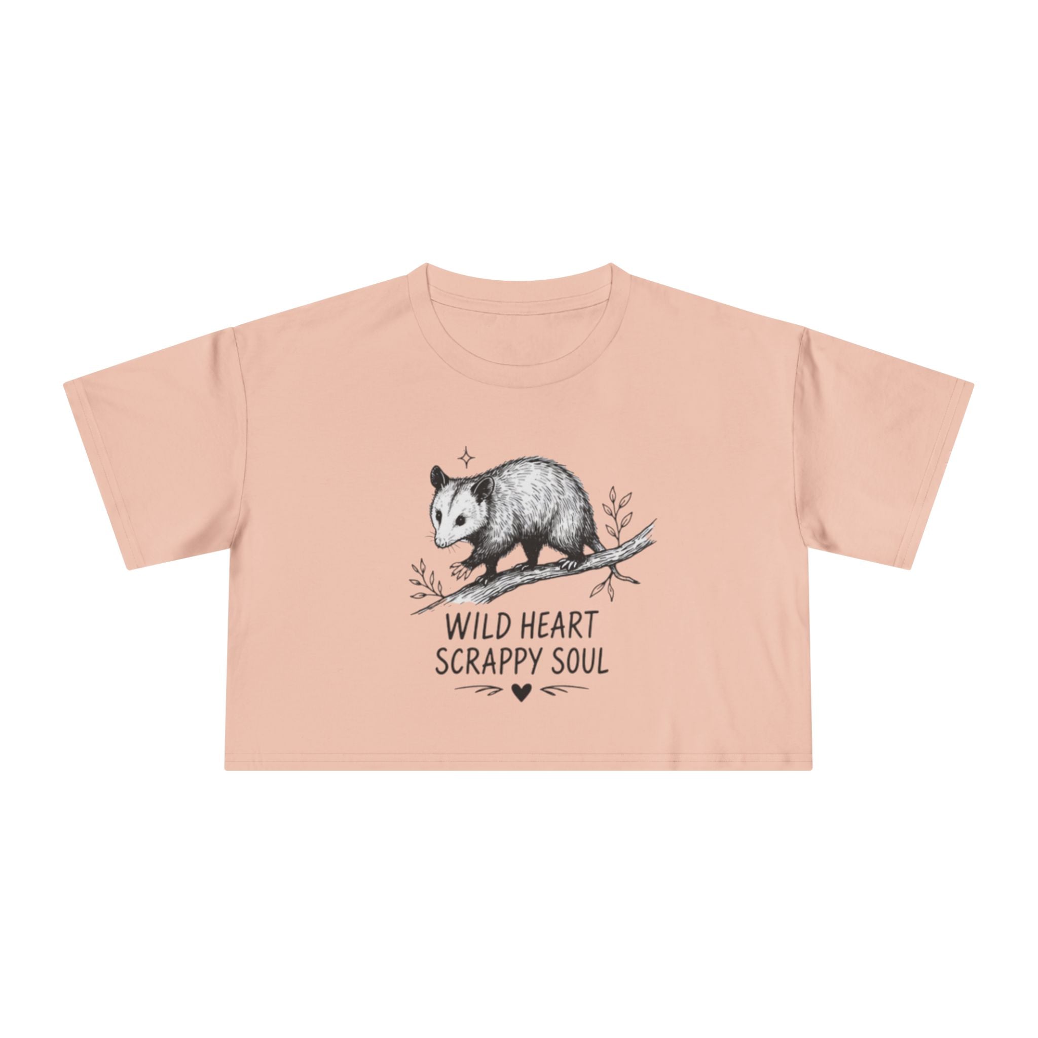 Crop Tee | Wild Heart Scrappy Soul Opossum Graphic Womens Cropped T-Shirt