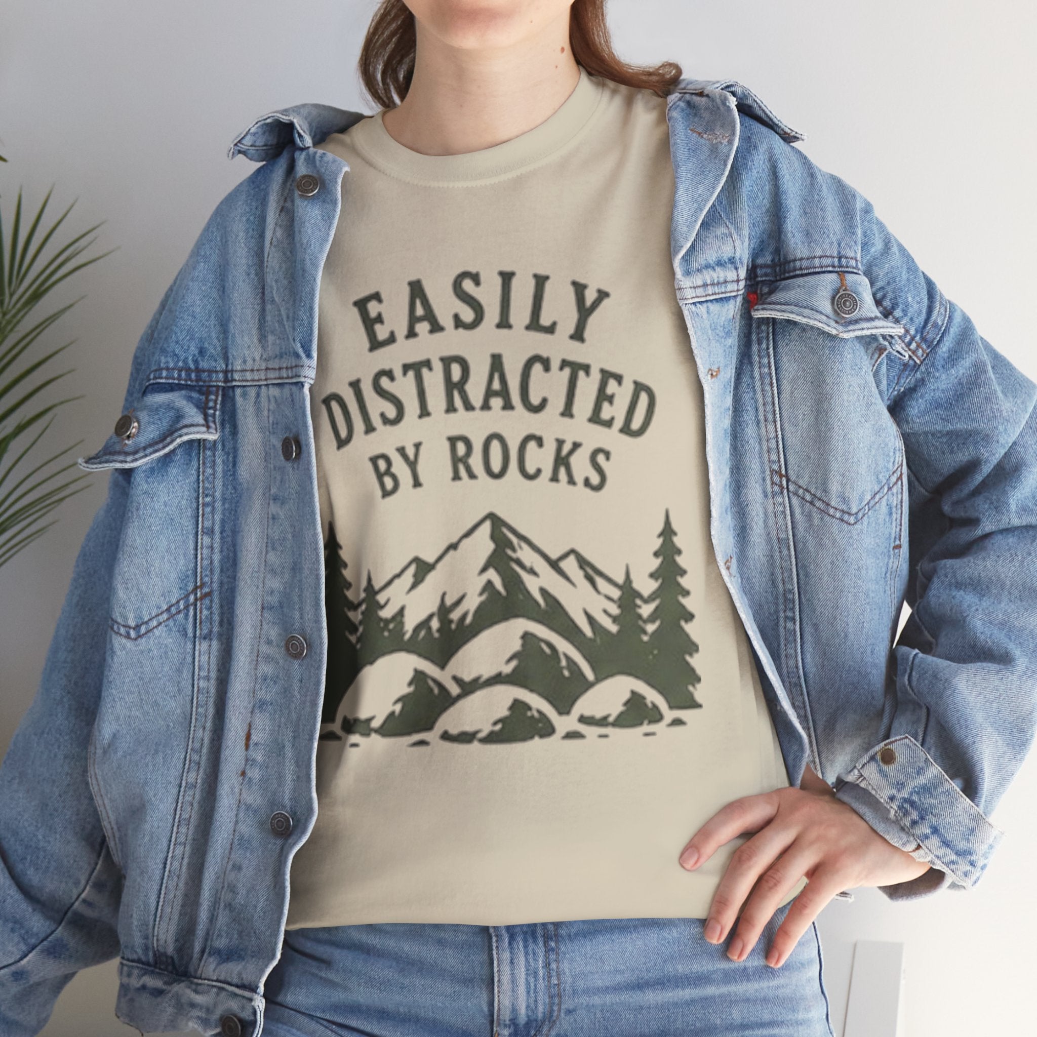 Easily Distracted By Rocks T-Shirt | Funny Outdoor Hiking Tee for Rockhounds & Nature Lovers