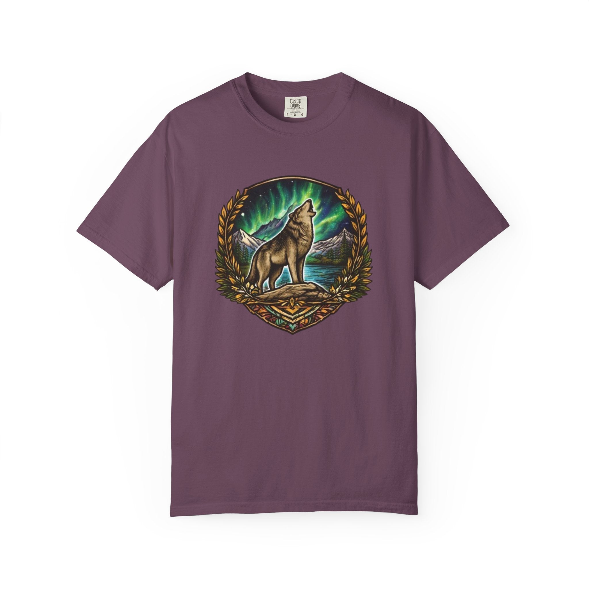Wolf & Northern Lights T-Shirt | Howling Wolf Graphic Tee