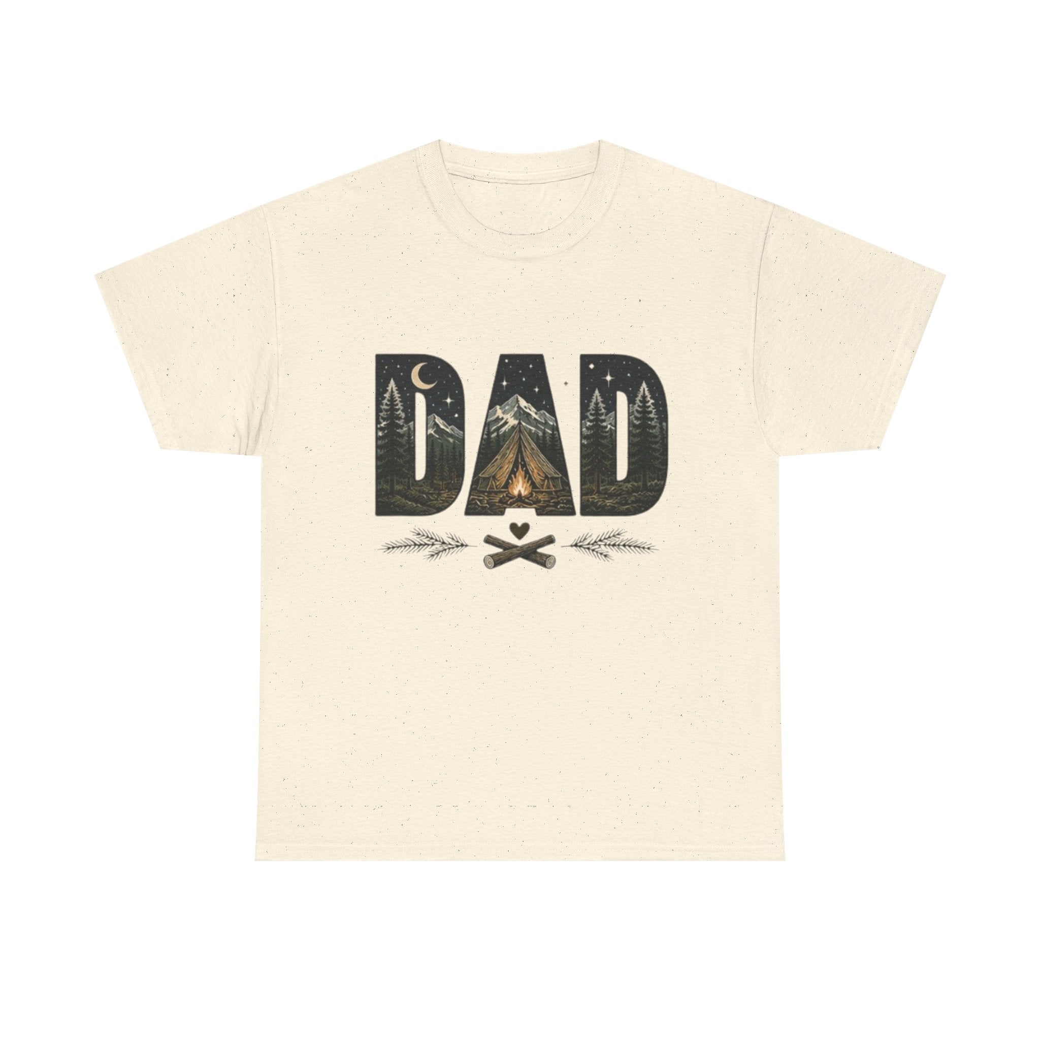 Dad Camping T-Shirt | Outdoor Graphic Tee with Tent & Campfire Design