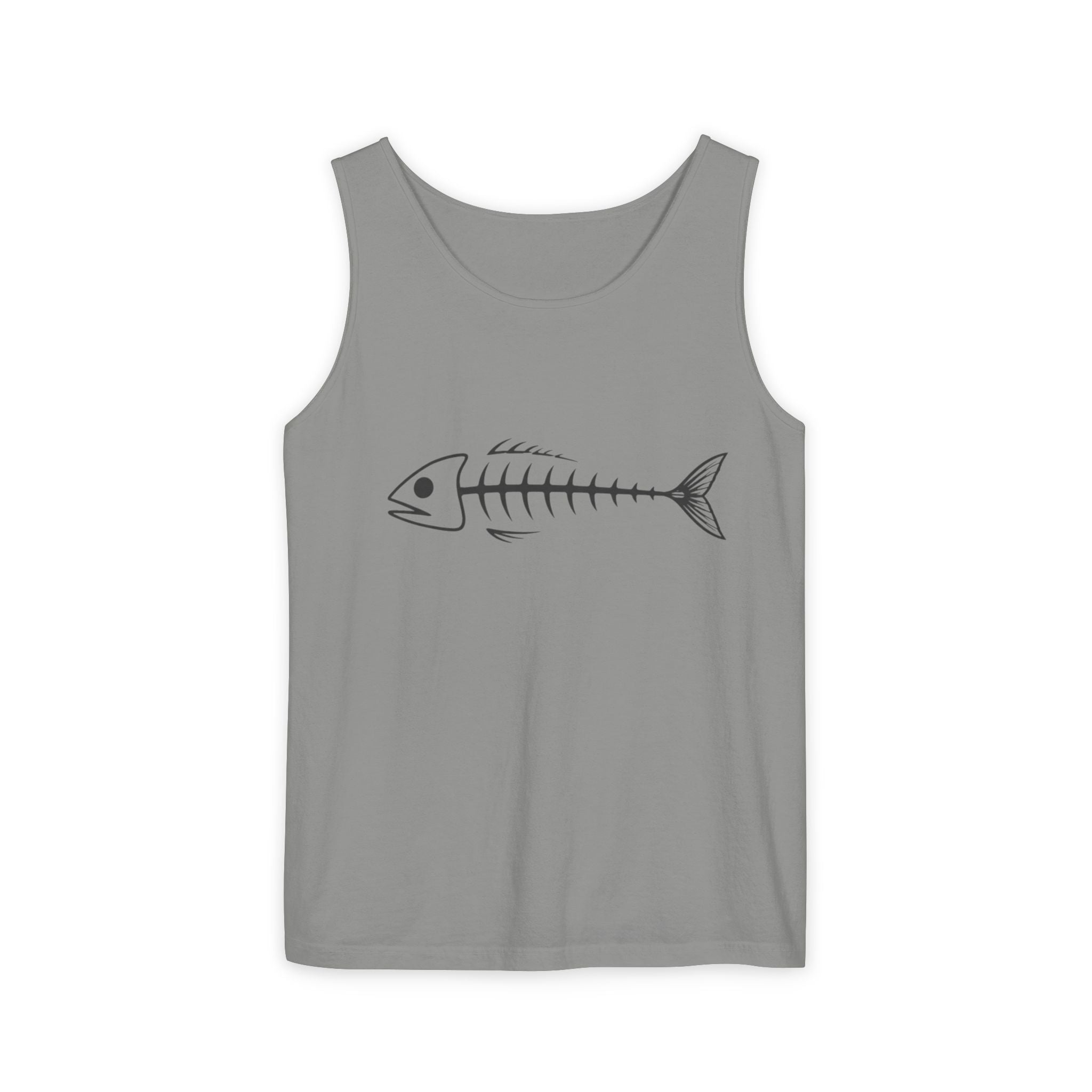 Fish Skeleton Tank Top | Minimalist Fishing Graphic Sleeveless Tee