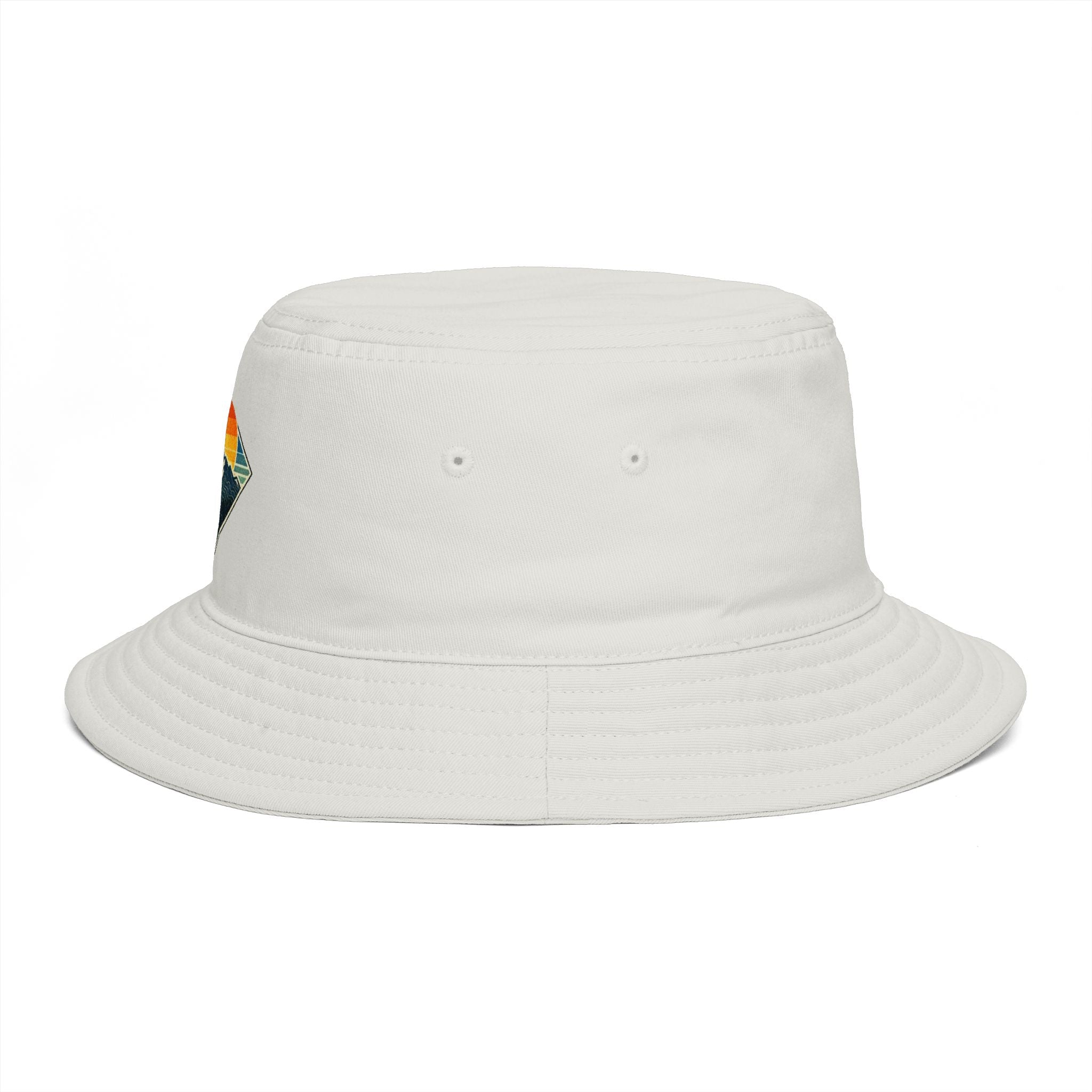 Mountain Sunset Bucket Hat | Retro Outdoor Hiking Patch