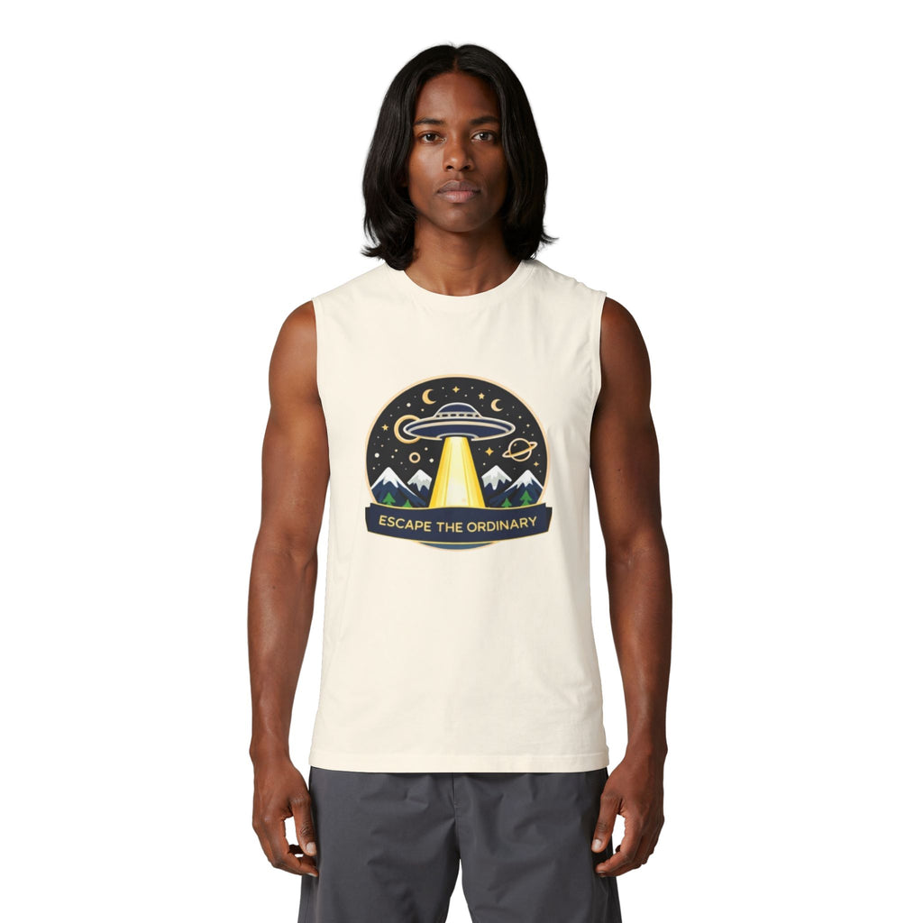 Escape the Ordinary UFO Tank Top | Adventure Graphic Muscle Tee