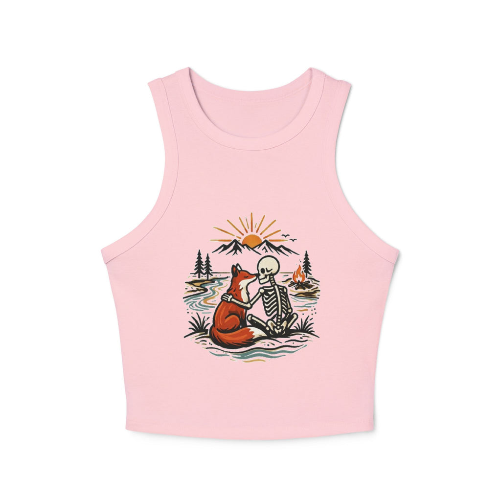 Racer Tank Top | Fox & Skeleton Sunset Graphic
