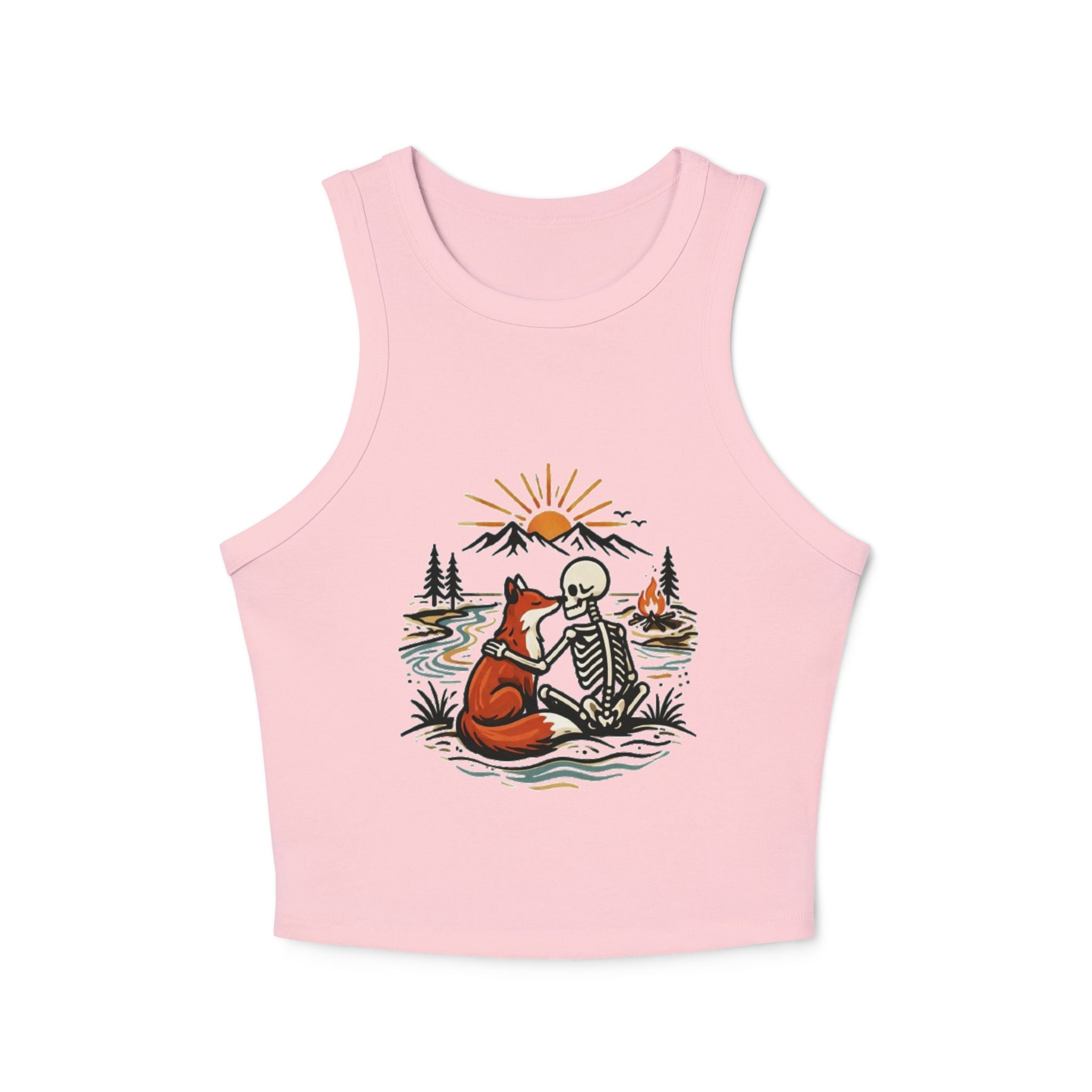 Racer Tank Top | Fox & Skeleton Sunset Graphic