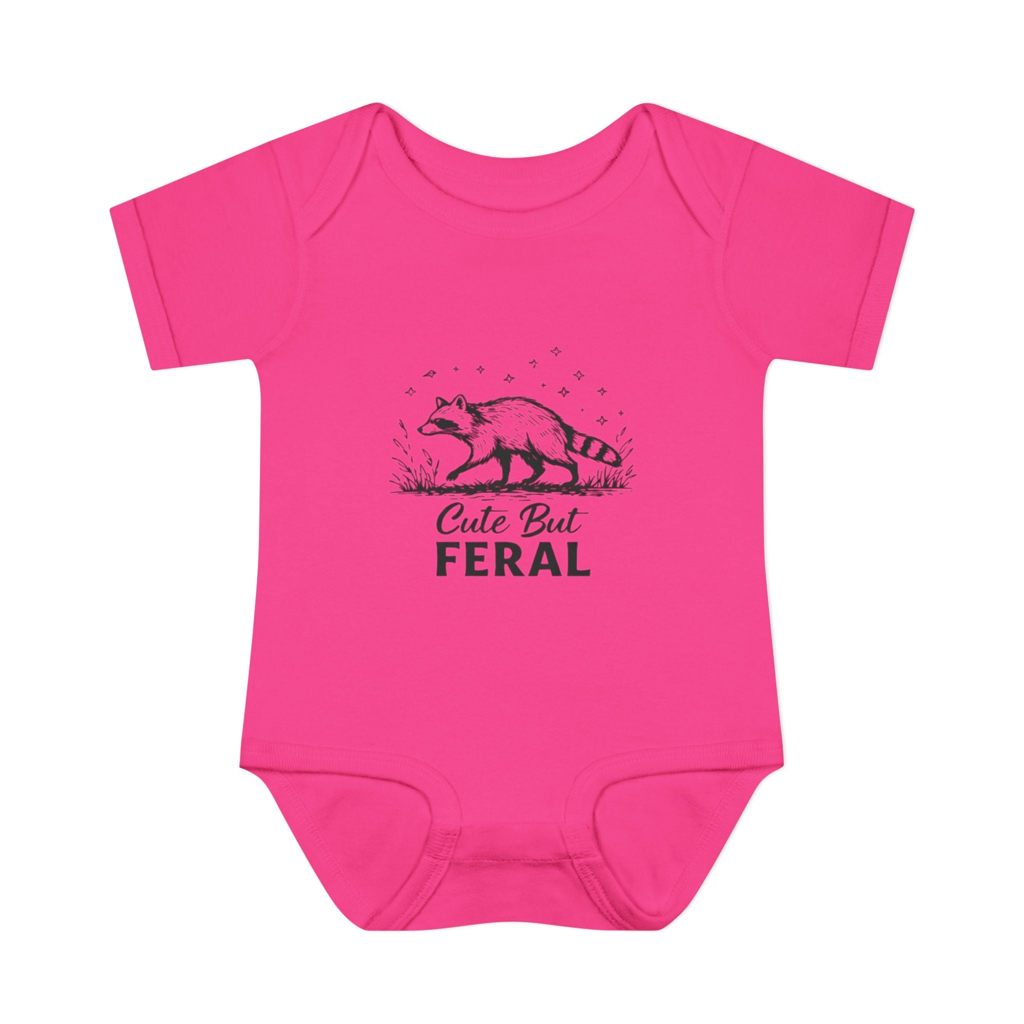 Infant Bodysuit  "Cute But Feral" Raccoon Baby Onesie | Funny Newborn Shower Gift