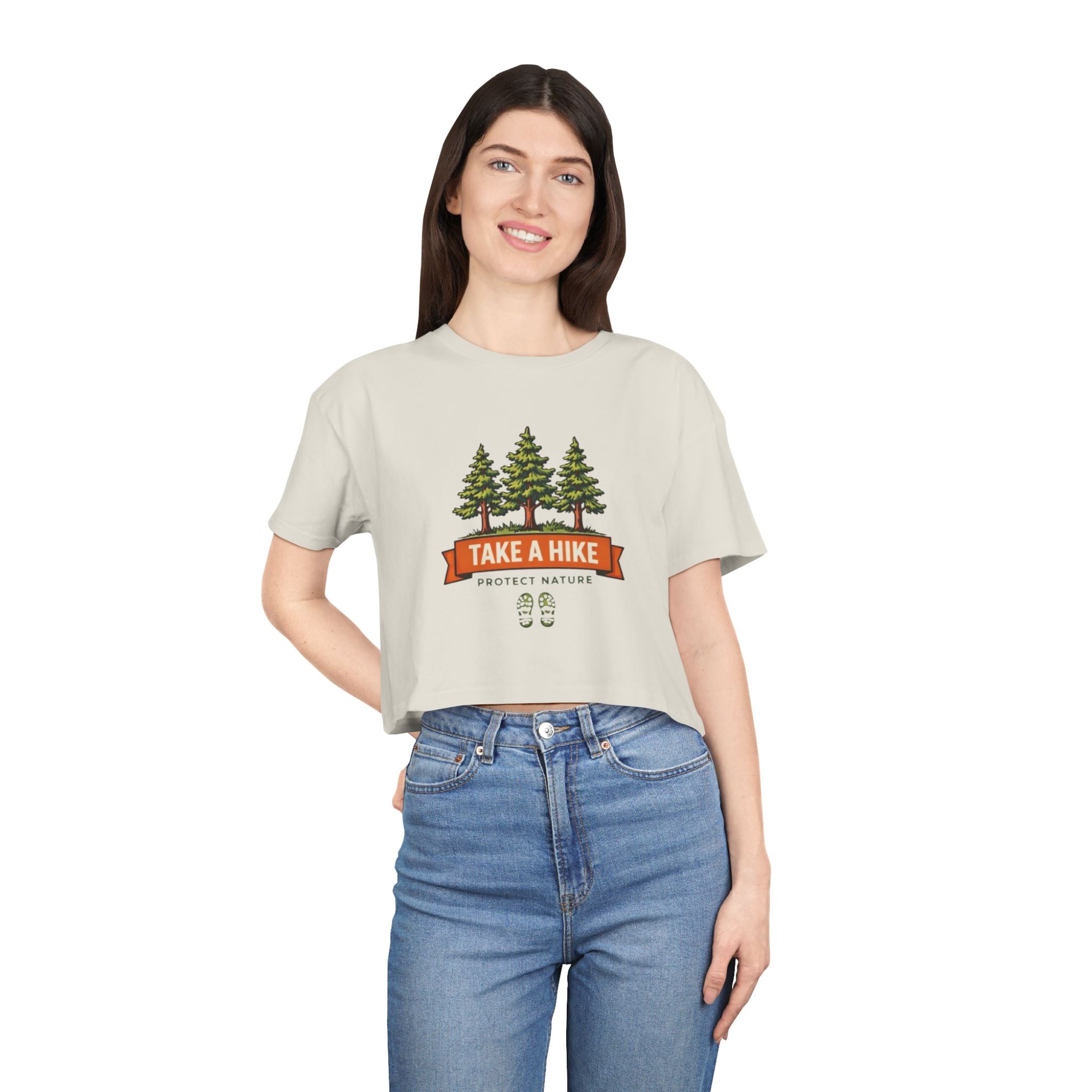 Take a Hike Crop Tee | Womens Outdoor Hiking Shirt | Protect Nature Graphic Top