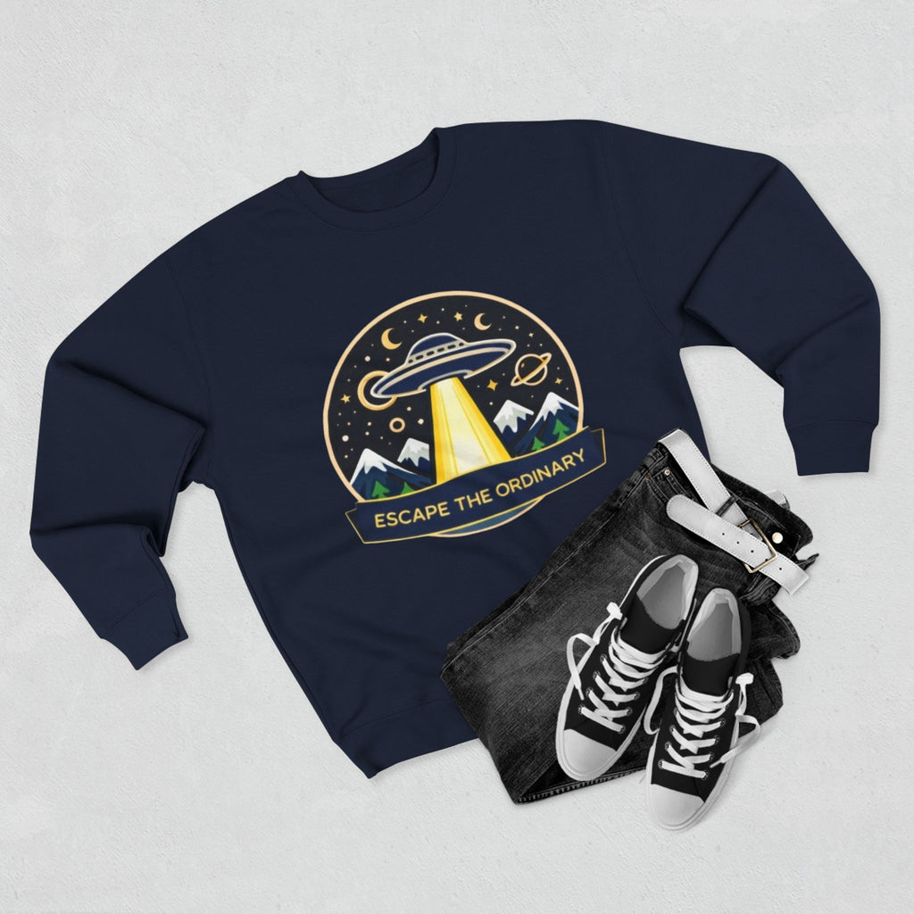 Escape the Ordinary Crewneck Sweatshirt | UFO Adventure Graphic Sweatshirt