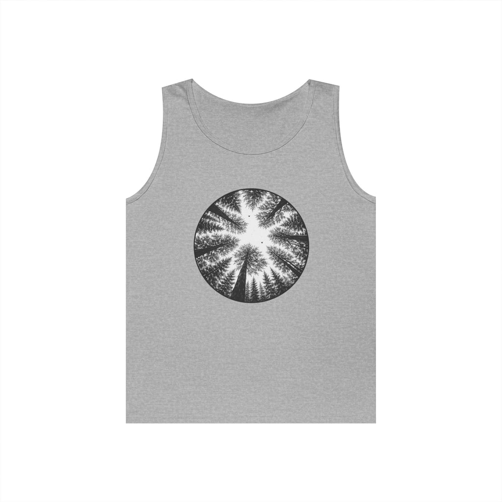 Tree Canopy Circle Tank Top | Forest Silhouette Nature Graphic Tank