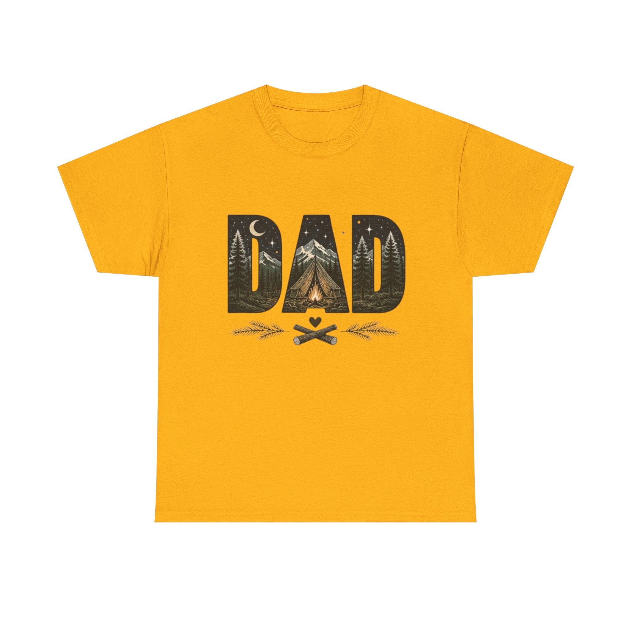 Dad Camping T-Shirt | Outdoor Graphic Tee with Tent & Campfire Design
