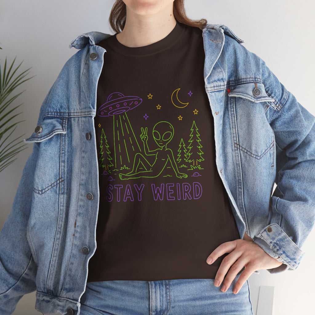 T-Shirt | Pastel UFO "Stay Weird" Graphic Tee