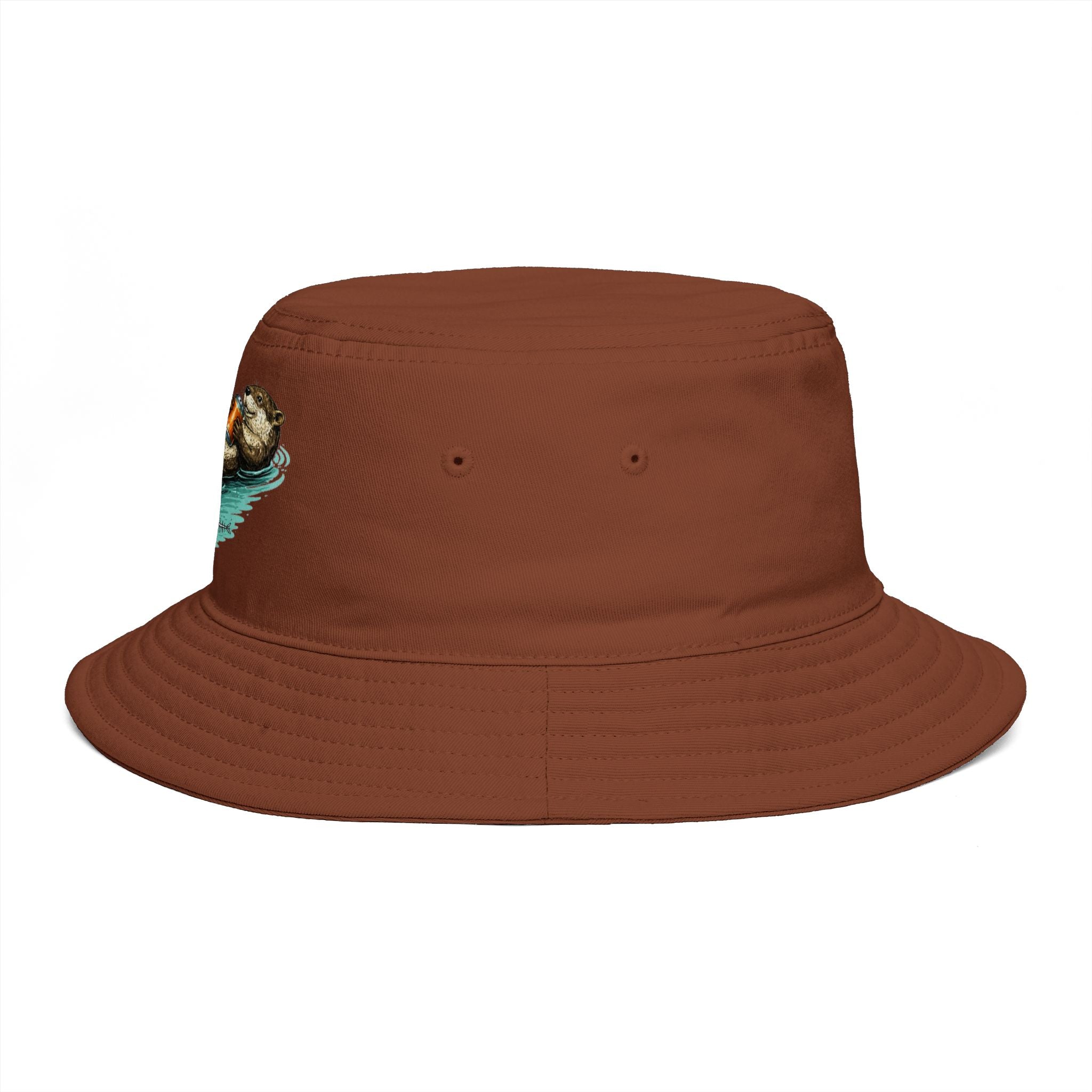 Otter Float Bucket Hat | Cute River Otter Relaxing on Water, Casual Outdoor Sun Hat