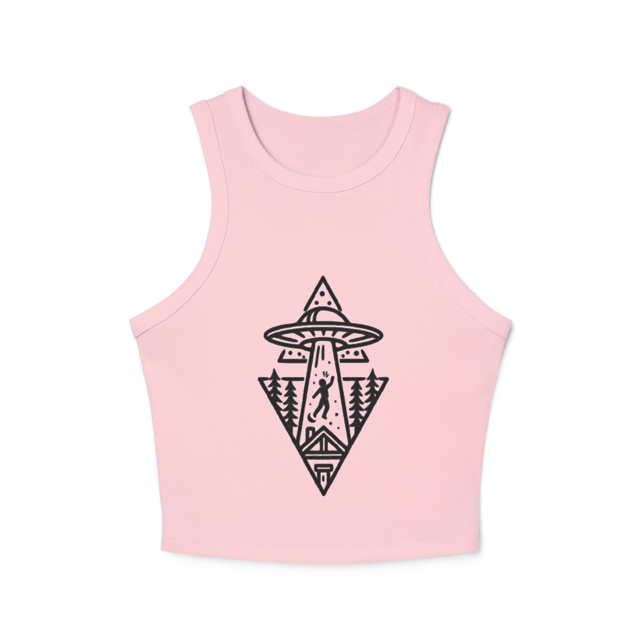 UFO Cow Abduction Racer Tank | Womens Crop Tank Top
