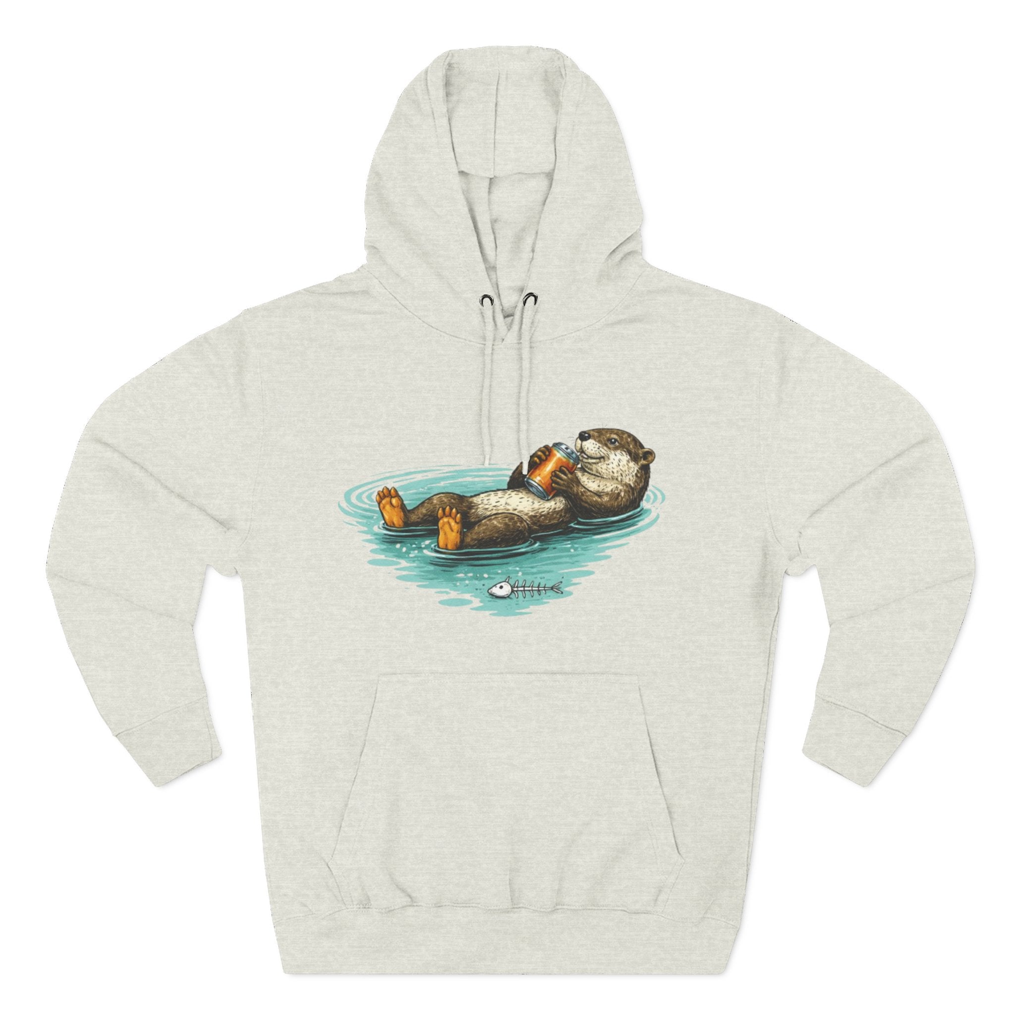 Otter Floating Graphic Hoodie | Relaxing Sea Otter with Beer Pullover