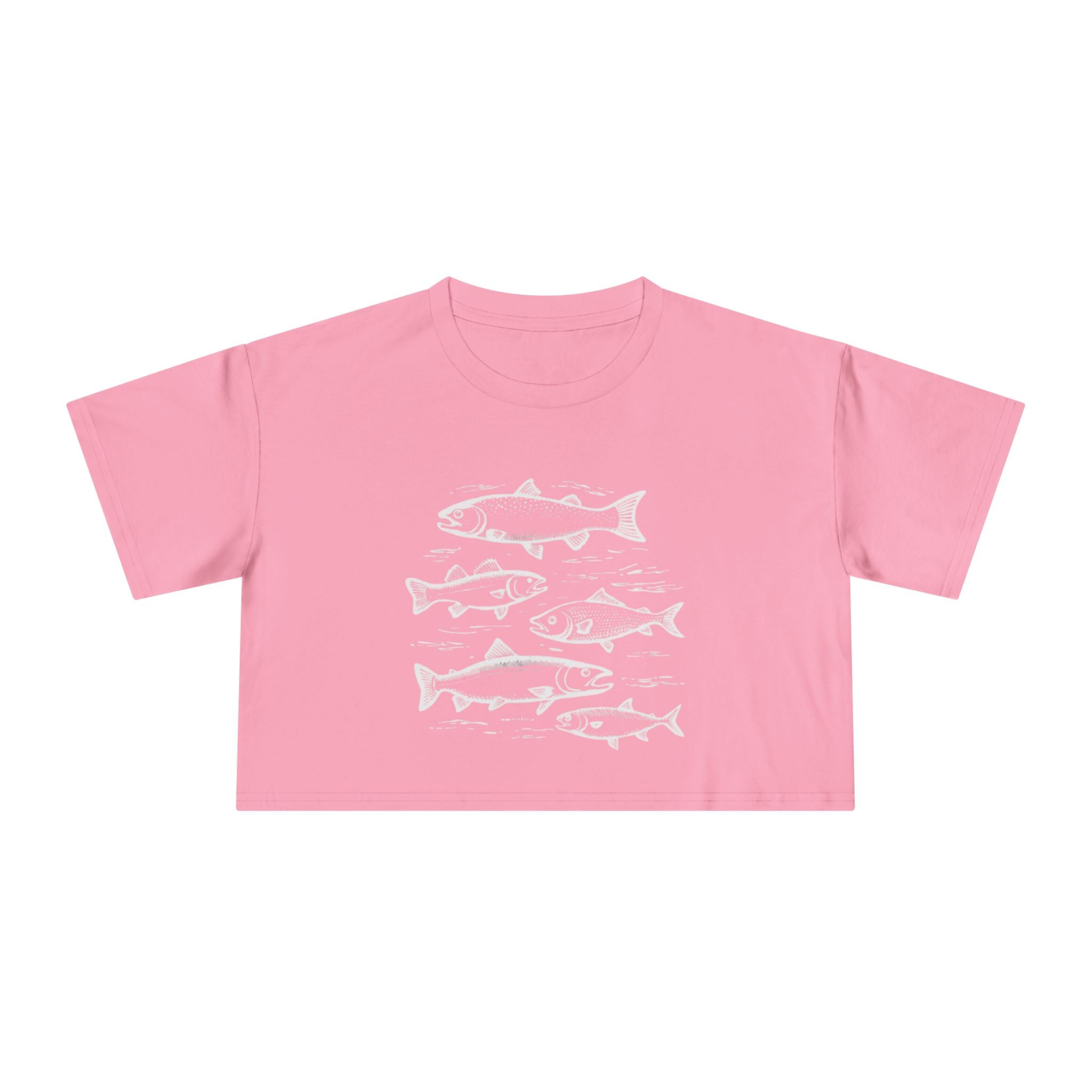 Crop Tee - Vintage Fish Illustration Womens Cropped Tee