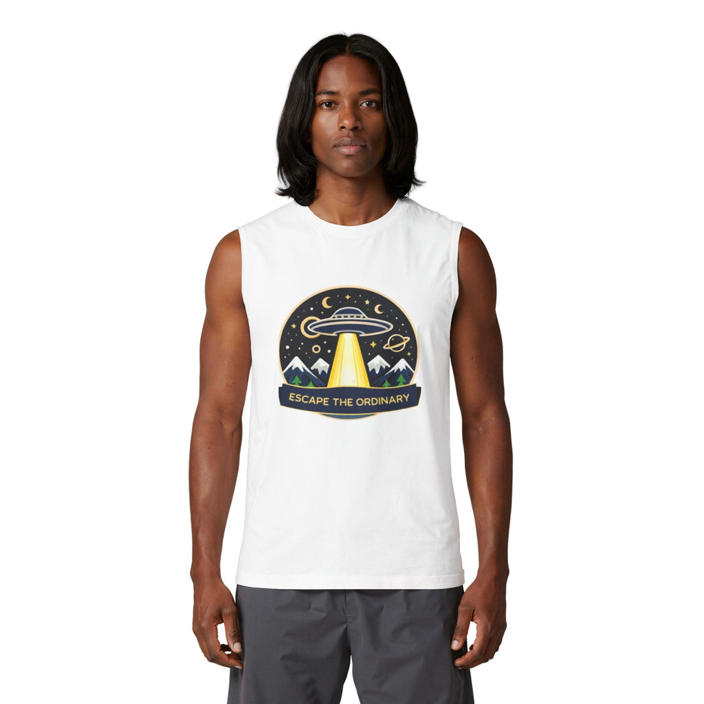 Escape the Ordinary UFO Tank Top | Adventure Graphic Muscle Tee