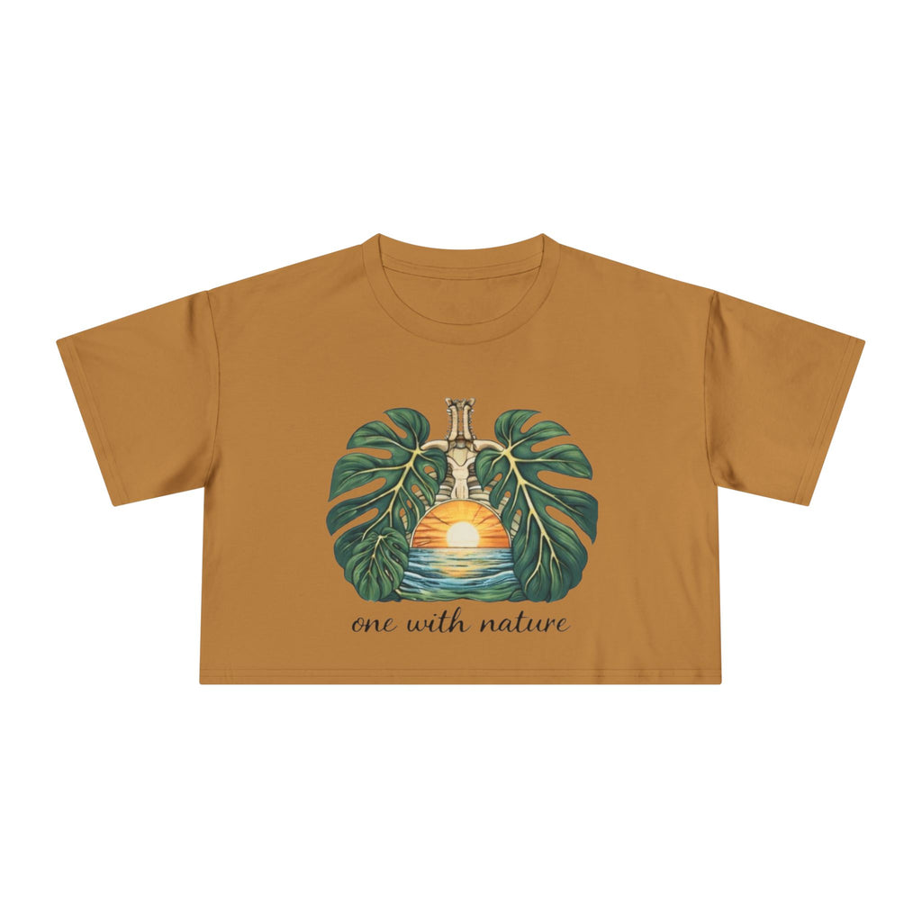 One With Nature Crop Tee | Botanical Sunset Womens Cropped T-Shirt
