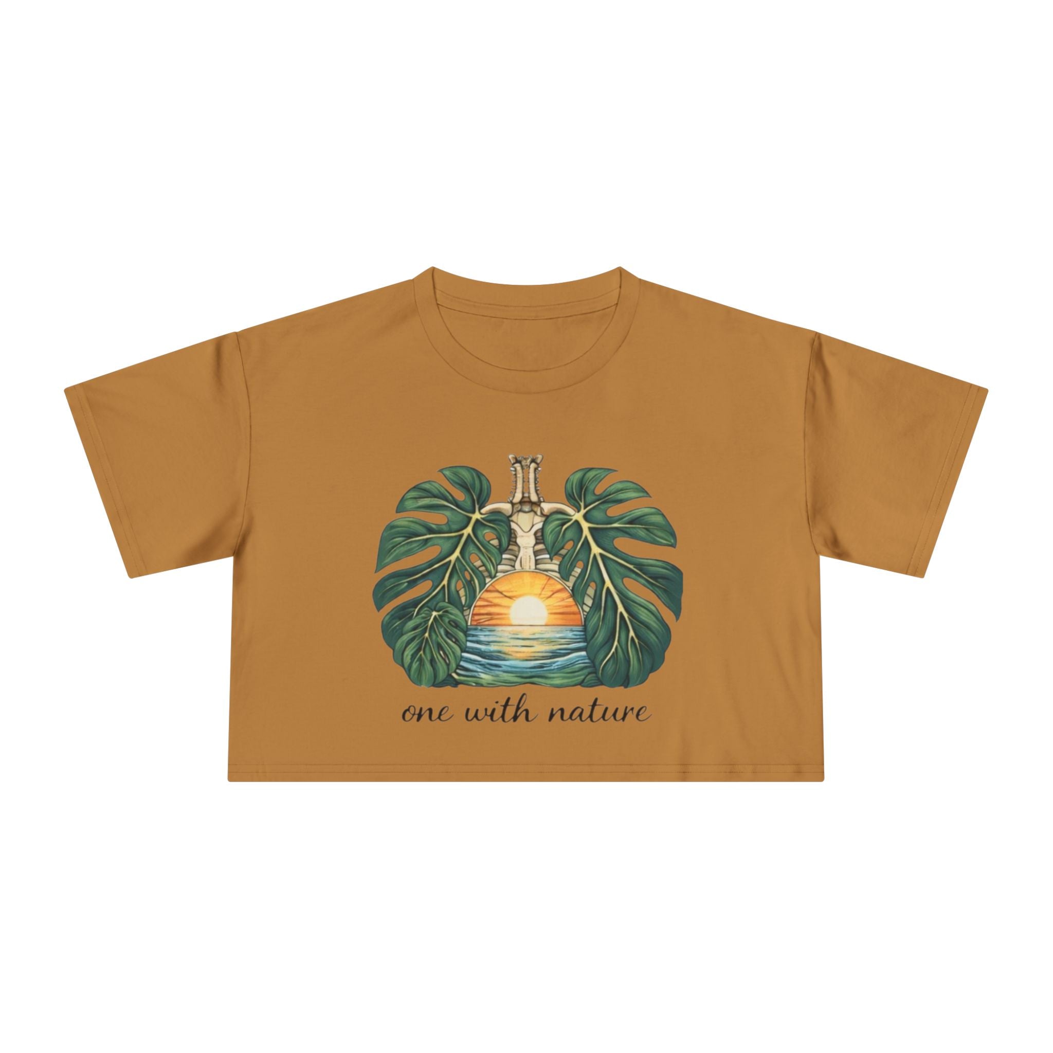 One With Nature Crop Tee | Botanical Sunset Womens Cropped T-Shirt