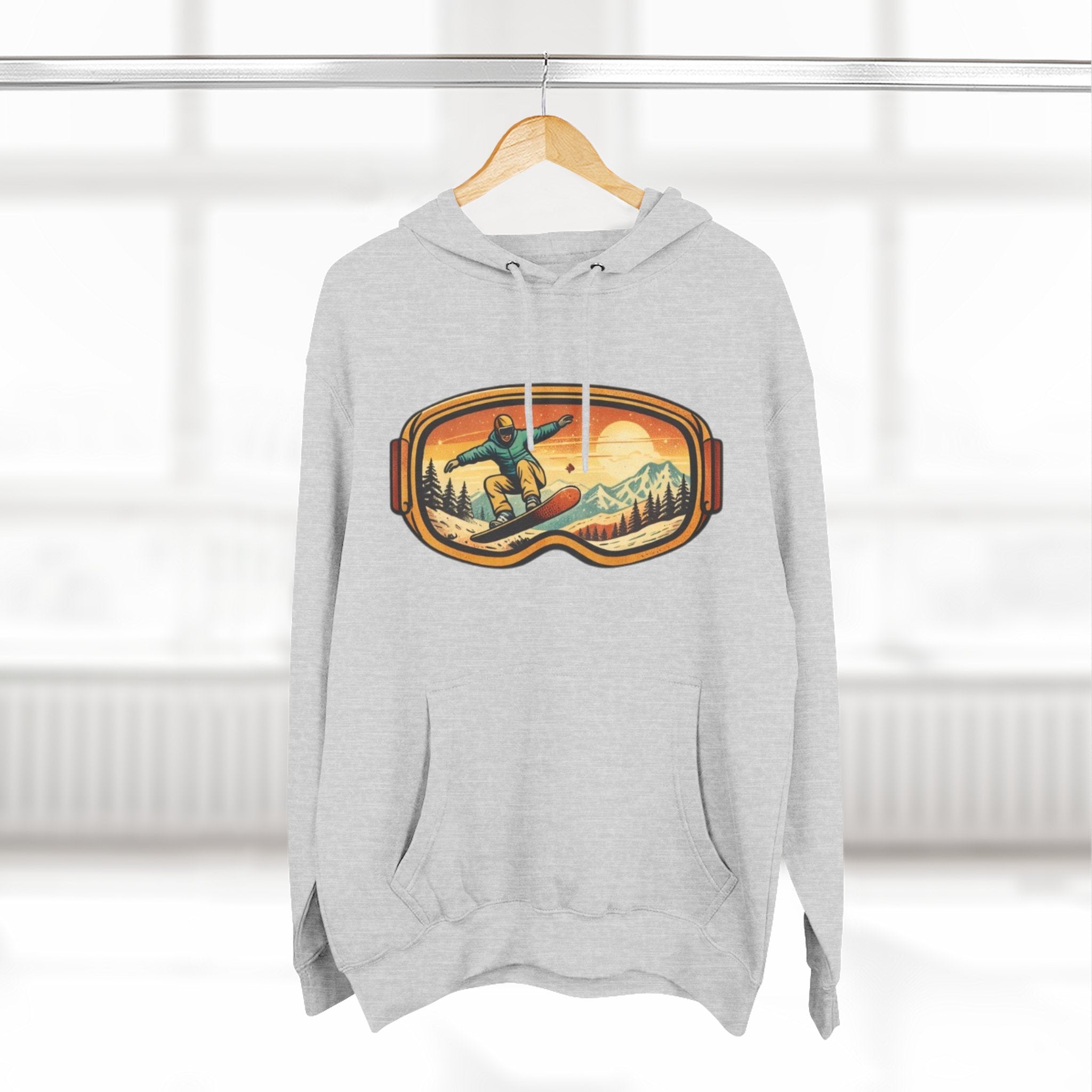 Snowboarder Goggles Graphic Hoodie | Vintage Mountain Ski Snowboarding Design