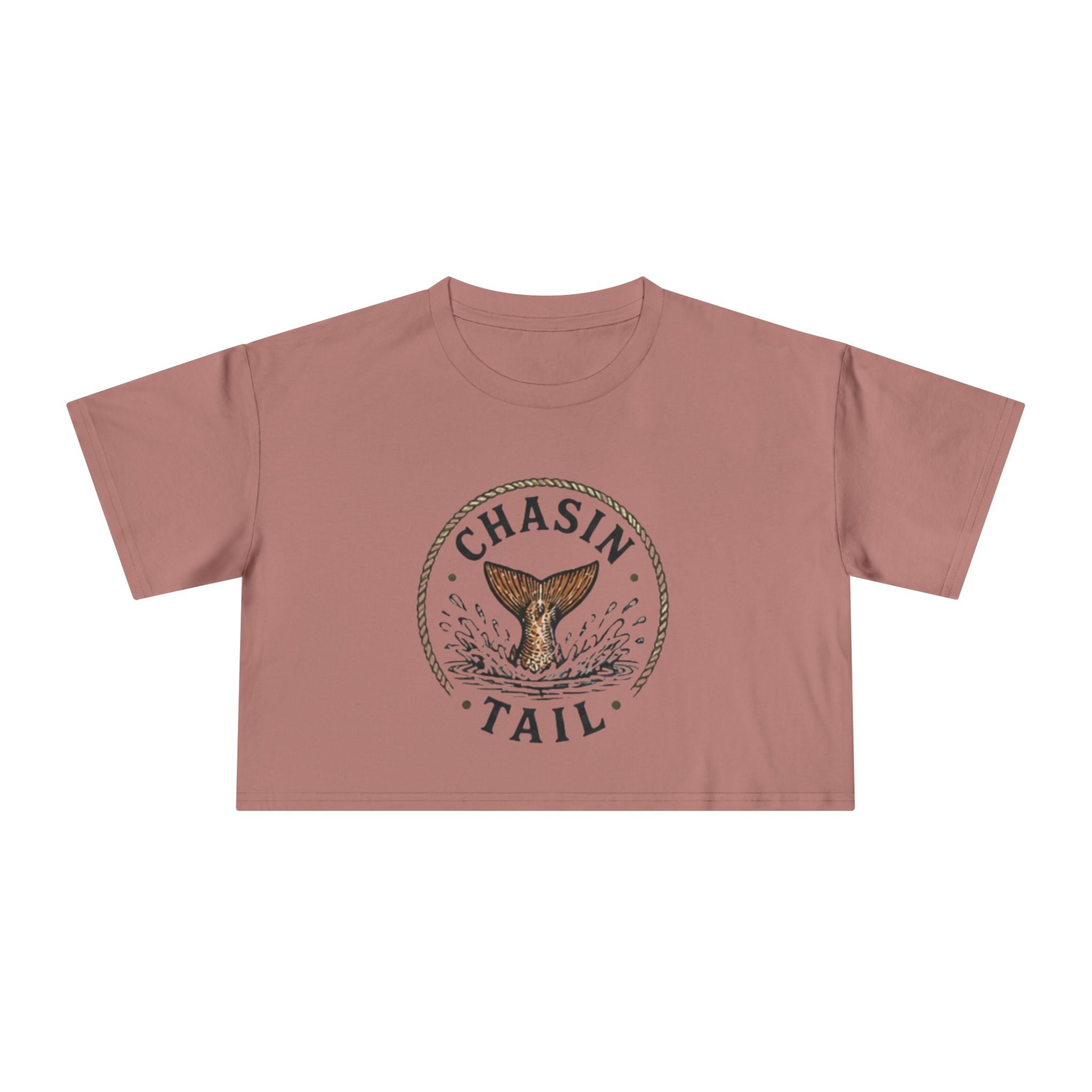 Crop Tee | "Chasin Tail" Fish Tail Graphic Top for Fishing Lovers