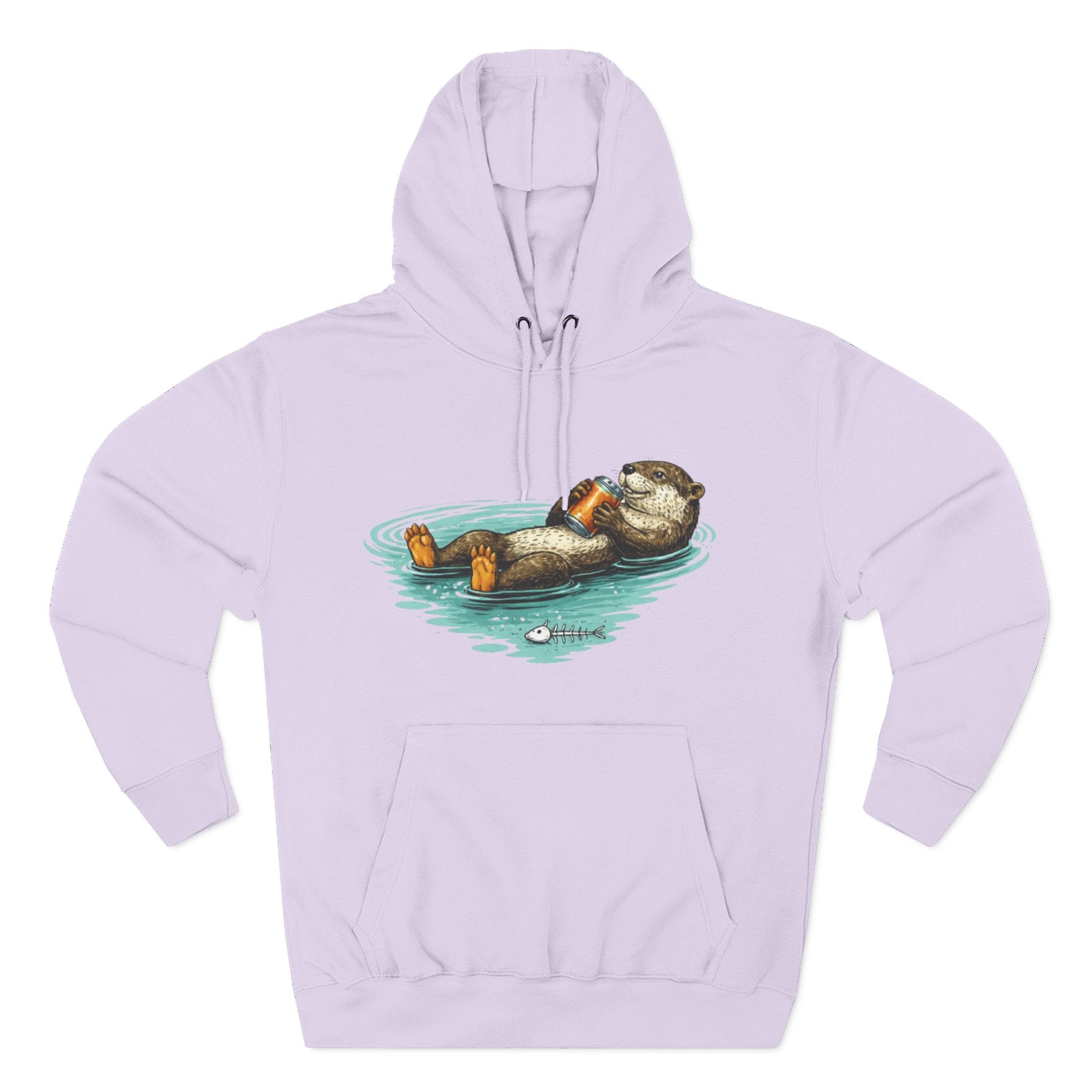 Otter Floating Graphic Hoodie | Relaxing Sea Otter with Beer Pullover