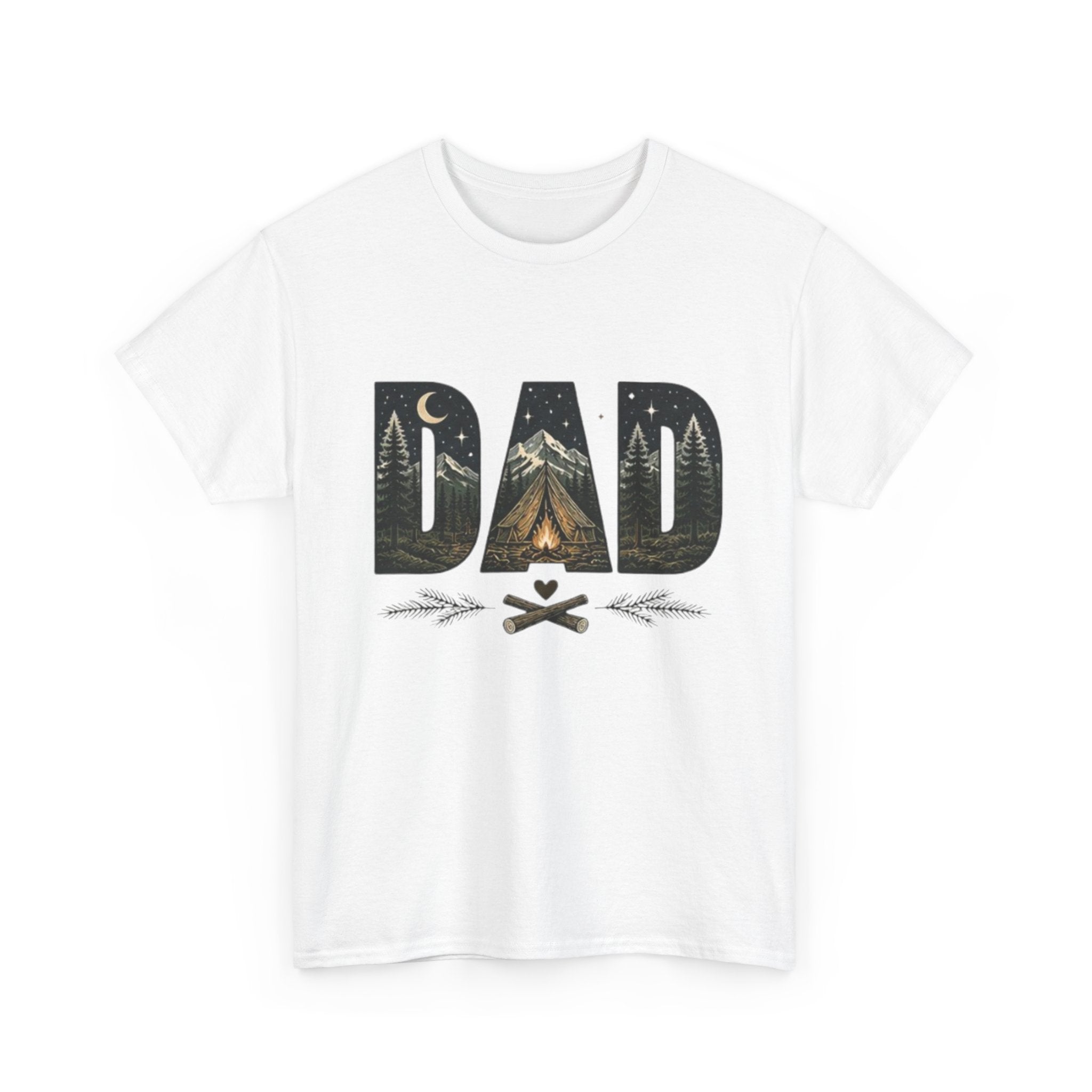 Dad Camping T-Shirt | Outdoor Graphic Tee with Tent & Campfire Design
