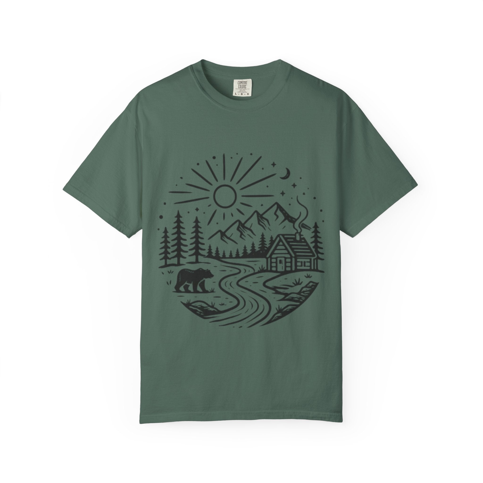 Cabin River Wilderness T-Shirt | Mountain, Bear & Forest Outdoor Tee