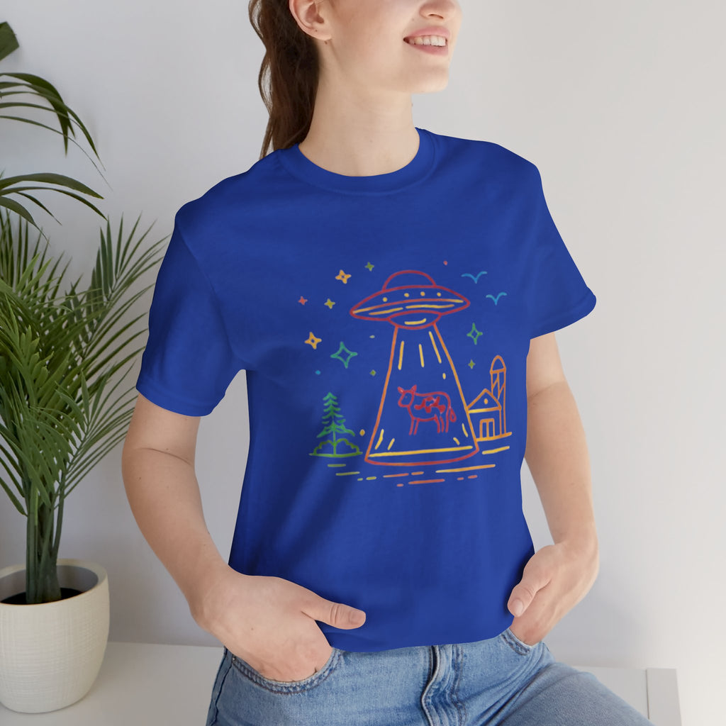 Alien Cow Abduction T-Shirt | Cute Pastel UFO Farm Graphic Tee