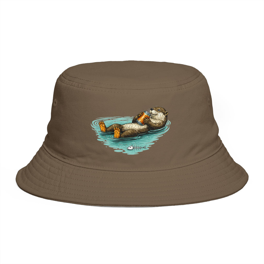 Otter Float Bucket Hat | Cute River Otter Relaxing on Water, Casual Outdoor Sun Hat