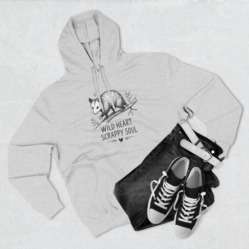 Hoodie | Wild Heart Scrappy Soul Opossum Illustration Cozy Hoodie