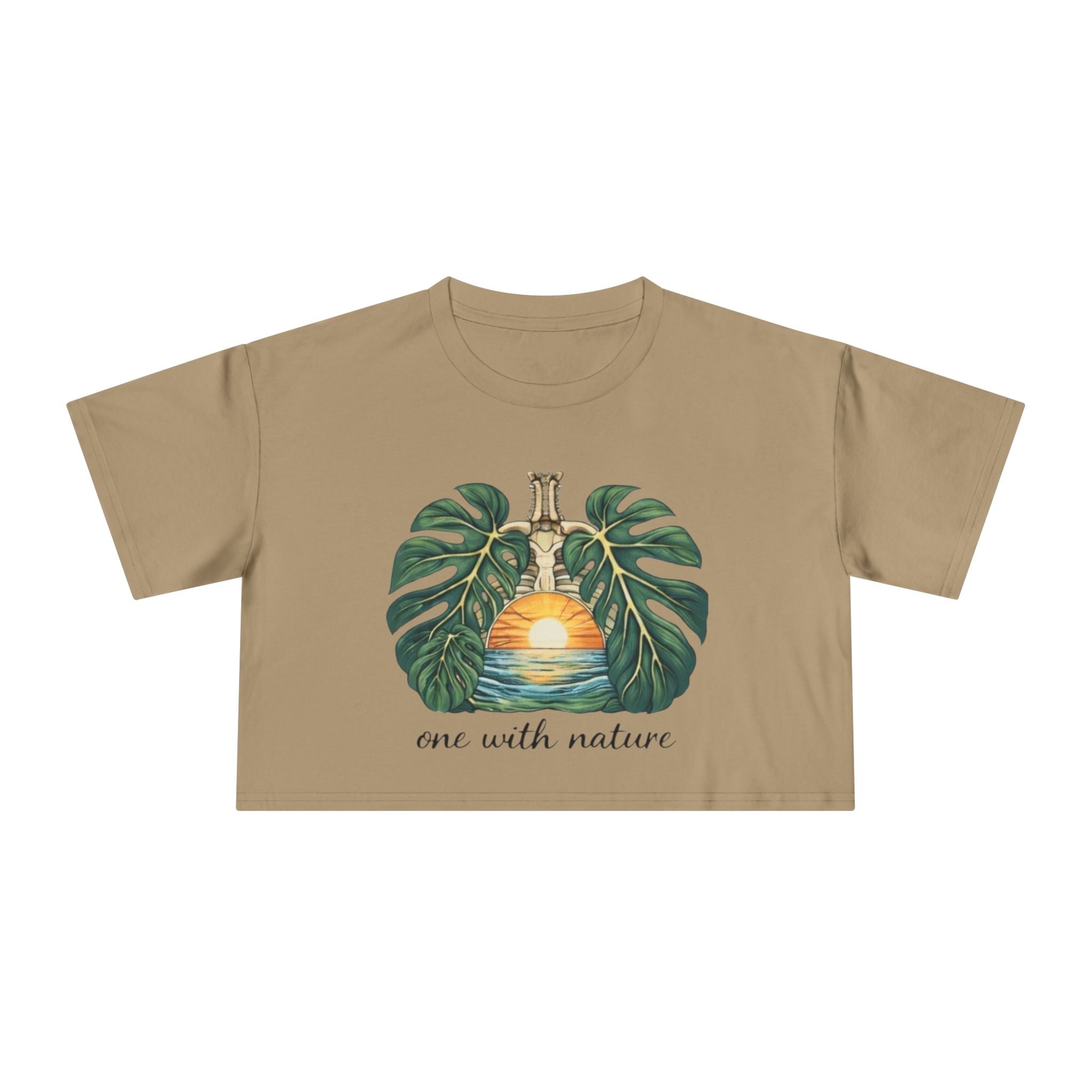 One With Nature Crop Tee | Botanical Sunset Womens Cropped T-Shirt