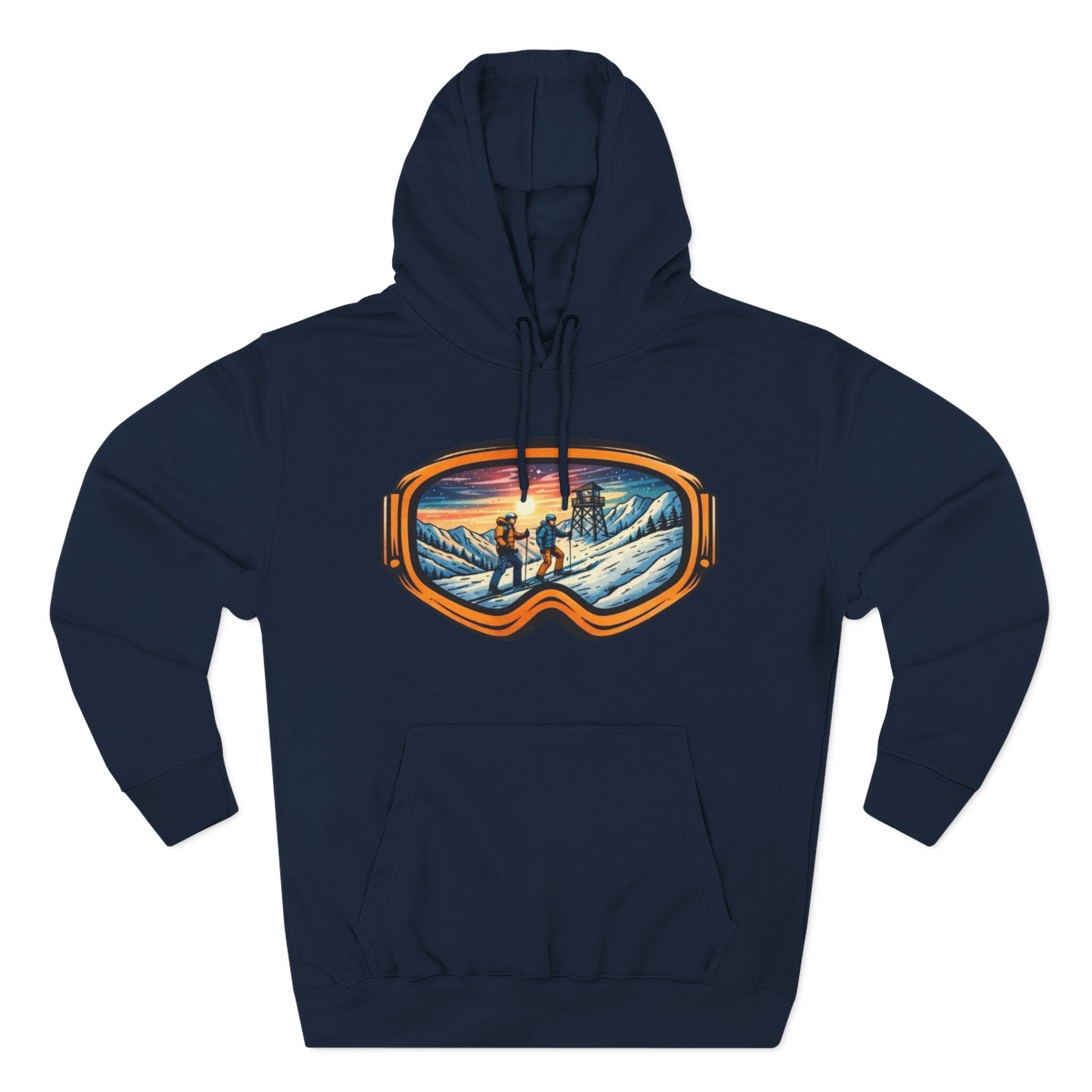 Ski Goggles Graphic Hoodie | Sunset Mountain Ski Fleece Pullover