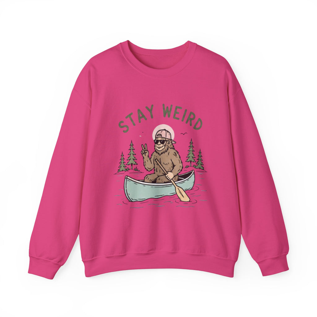 Stay Weird Sasquatch Canoe Crewneck Sweatshirt