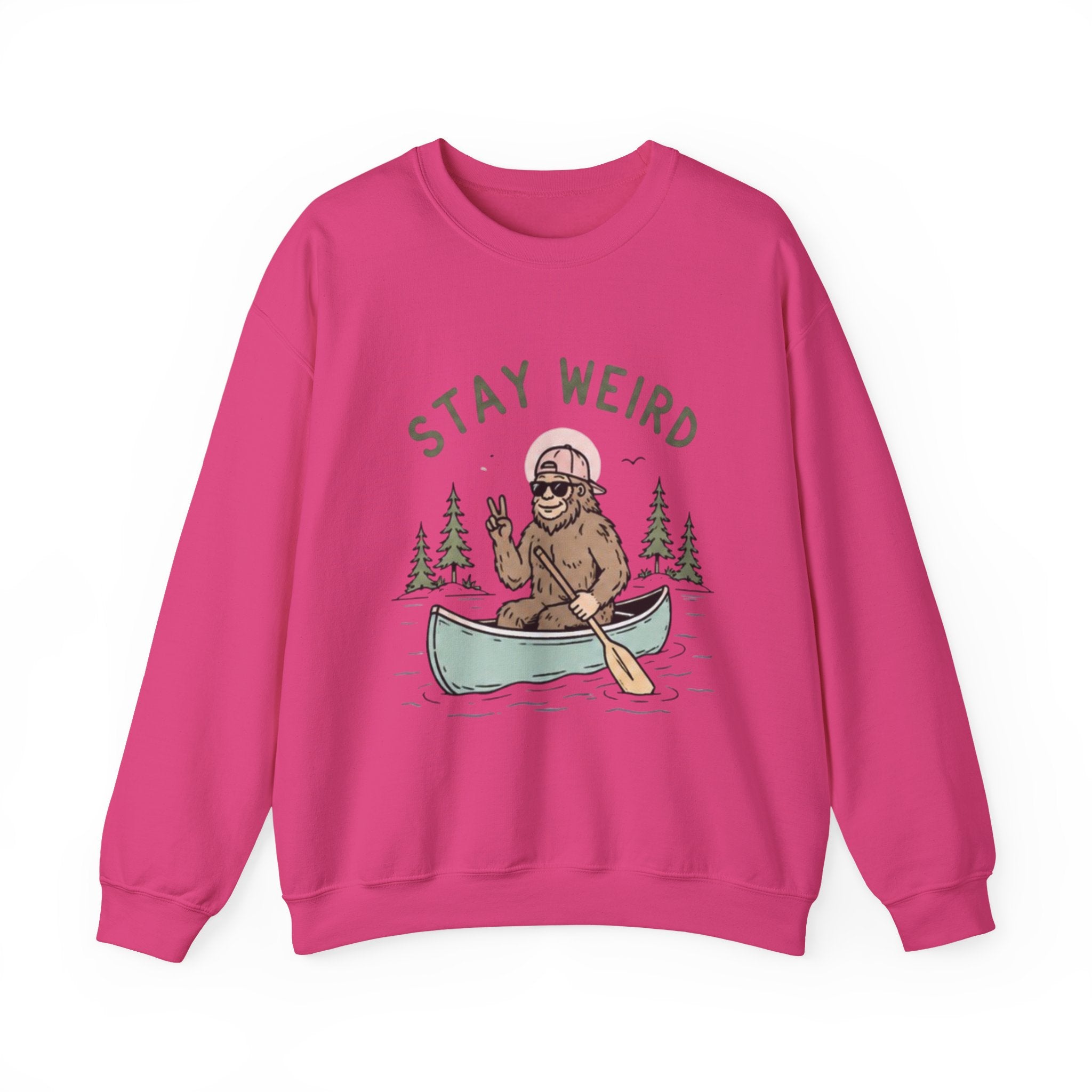 Stay Weird Sasquatch Canoe Crewneck Sweatshirt