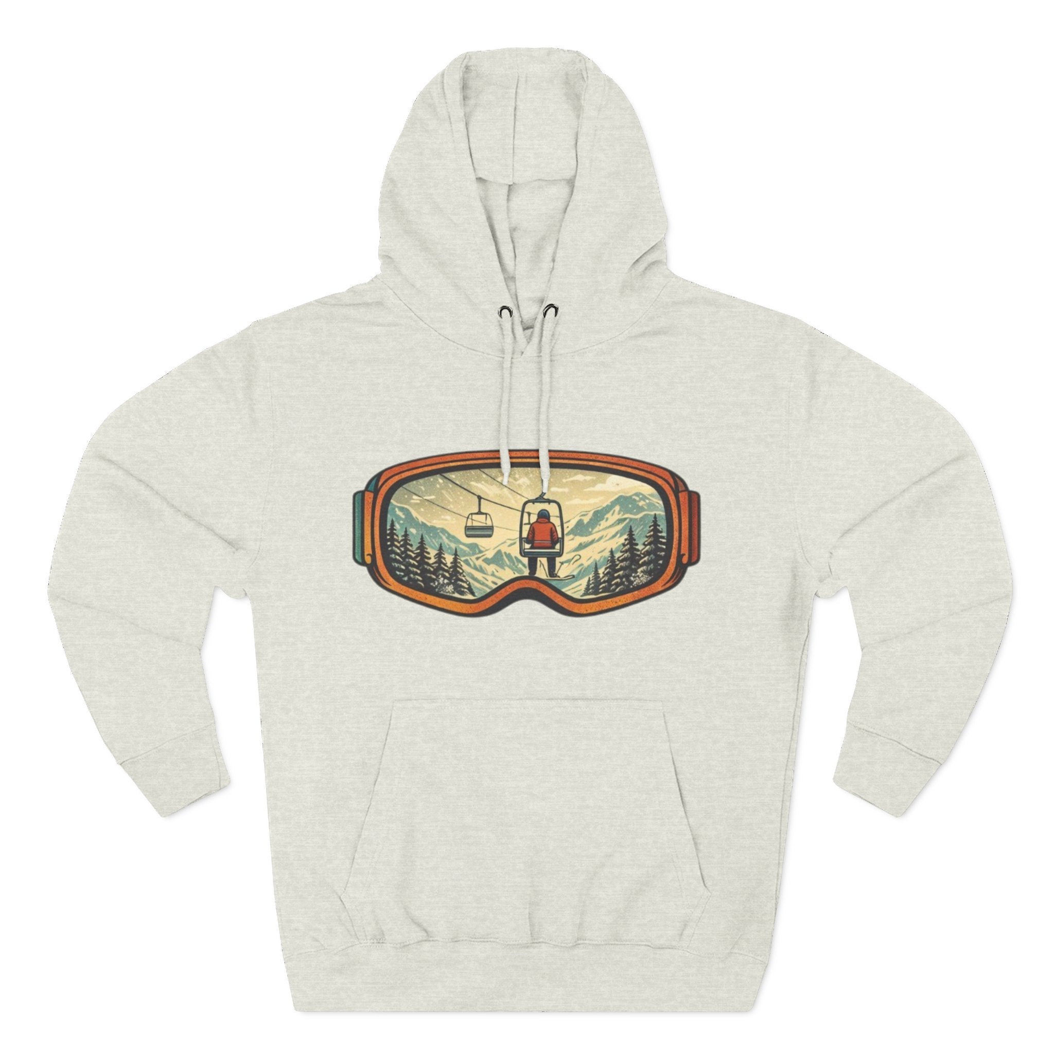 Ski Goggles Graphic Hoodie | Mountain Lift Scene Pullover