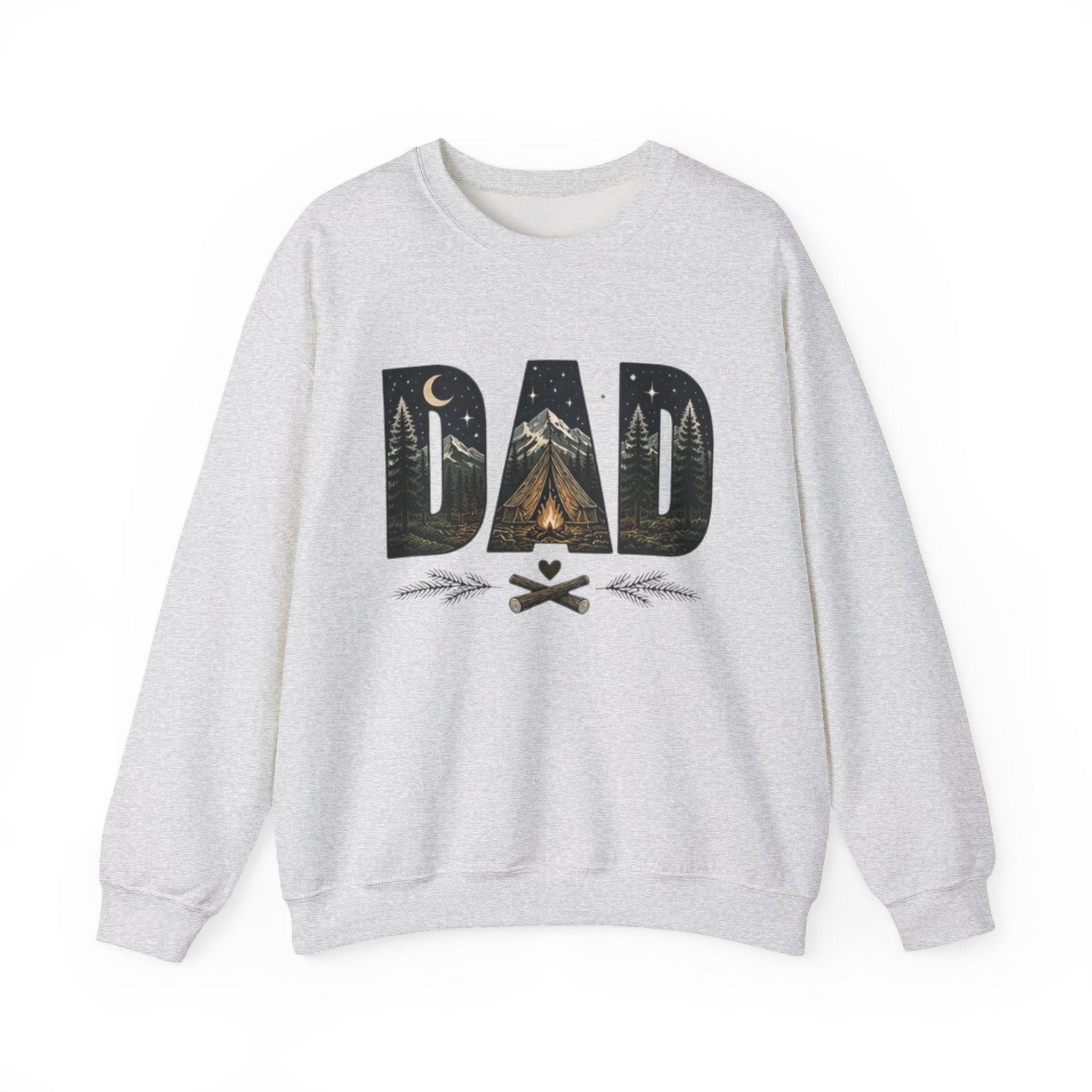 Dad Camping Crewneck Sweatshirt | Rustic Campfire & Mountain Outdoor Dad Gift